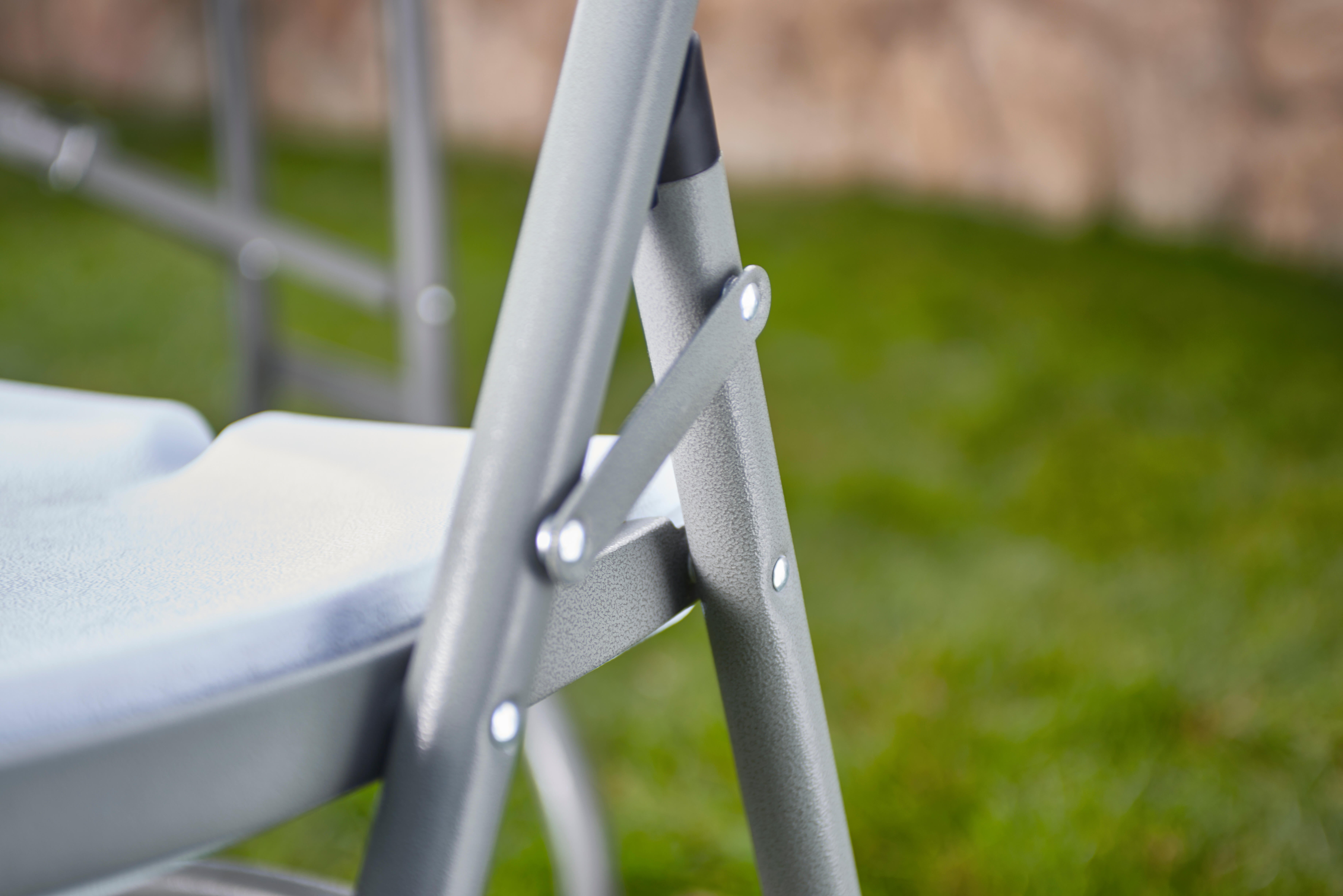 Sedia da giardino in acciaio grigio pieghevole Lifetime, seduta in polietilene bianco - 14