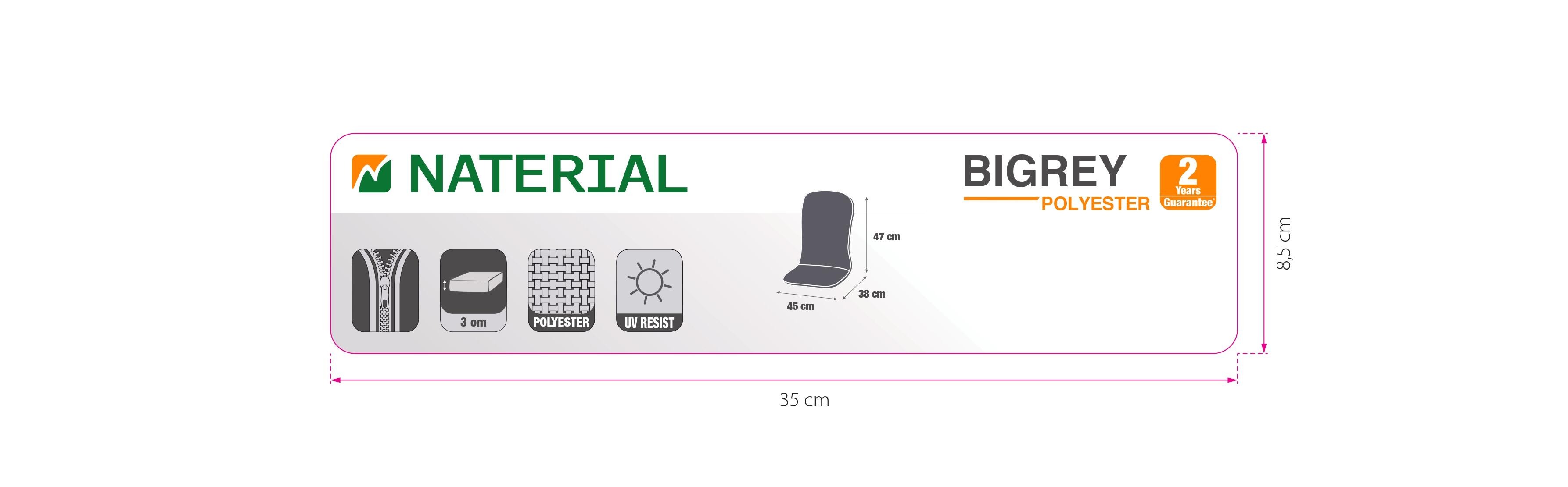 Cuscino per sedia in poliestere BIGREY verde 85 x 45 x Sp 3 cm - 2