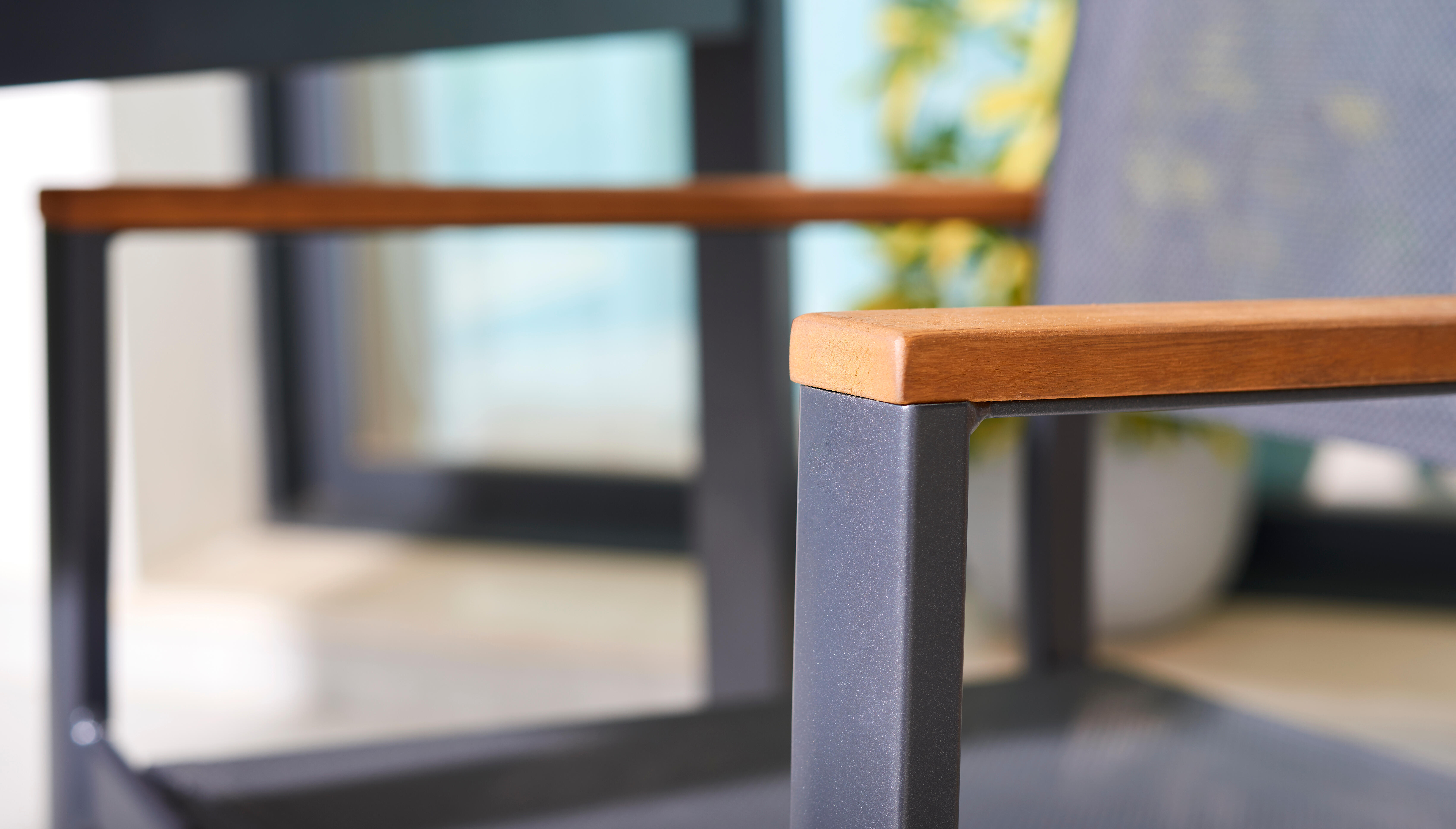 Sedia da giardino in alluminio con braccioli Oris NATERIAL, seduta in textilene grigio - 16