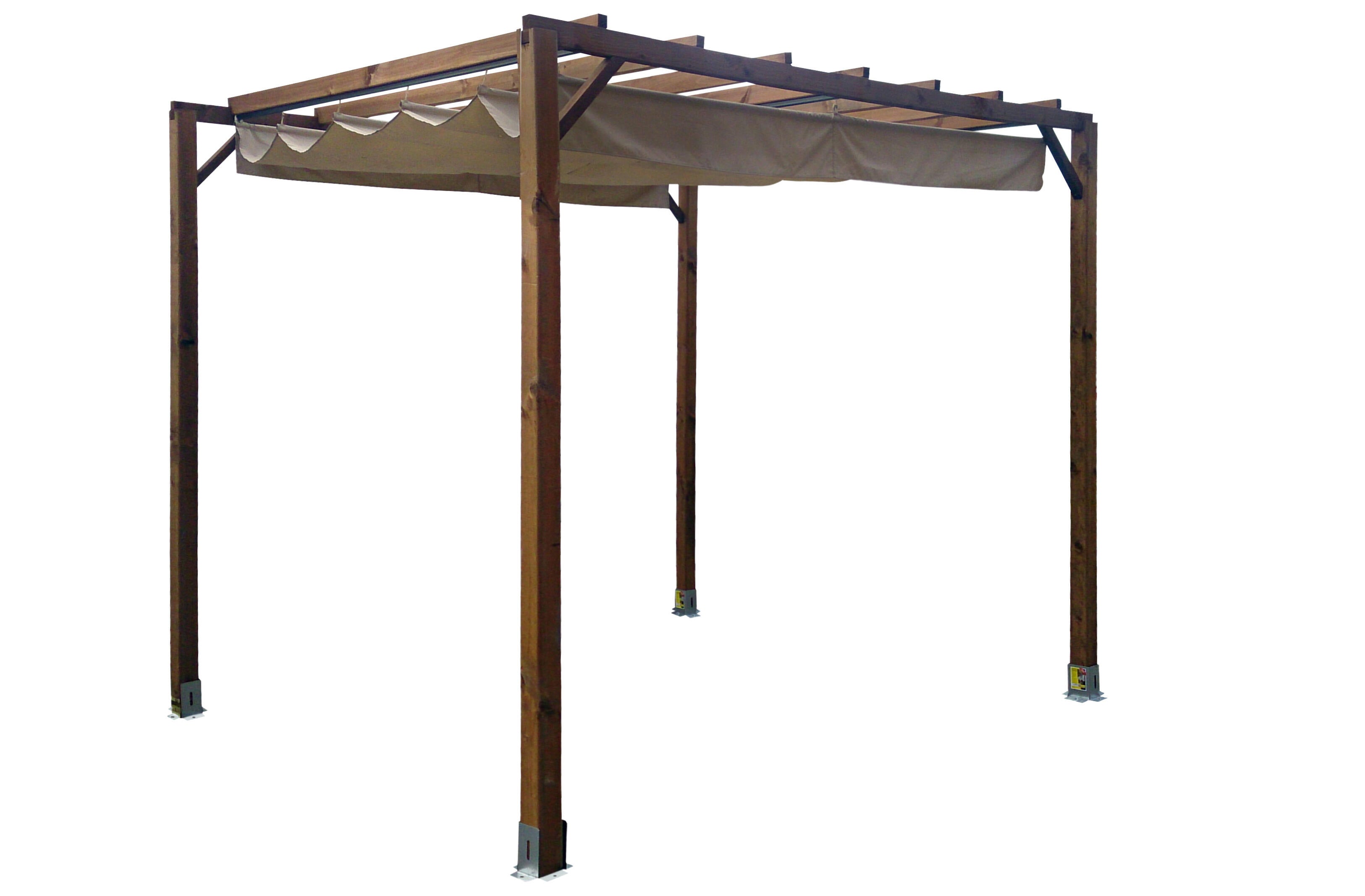 Pérgola de madera con cubierta MAUSA Navia de 400 x 300 cm marrón - 2
