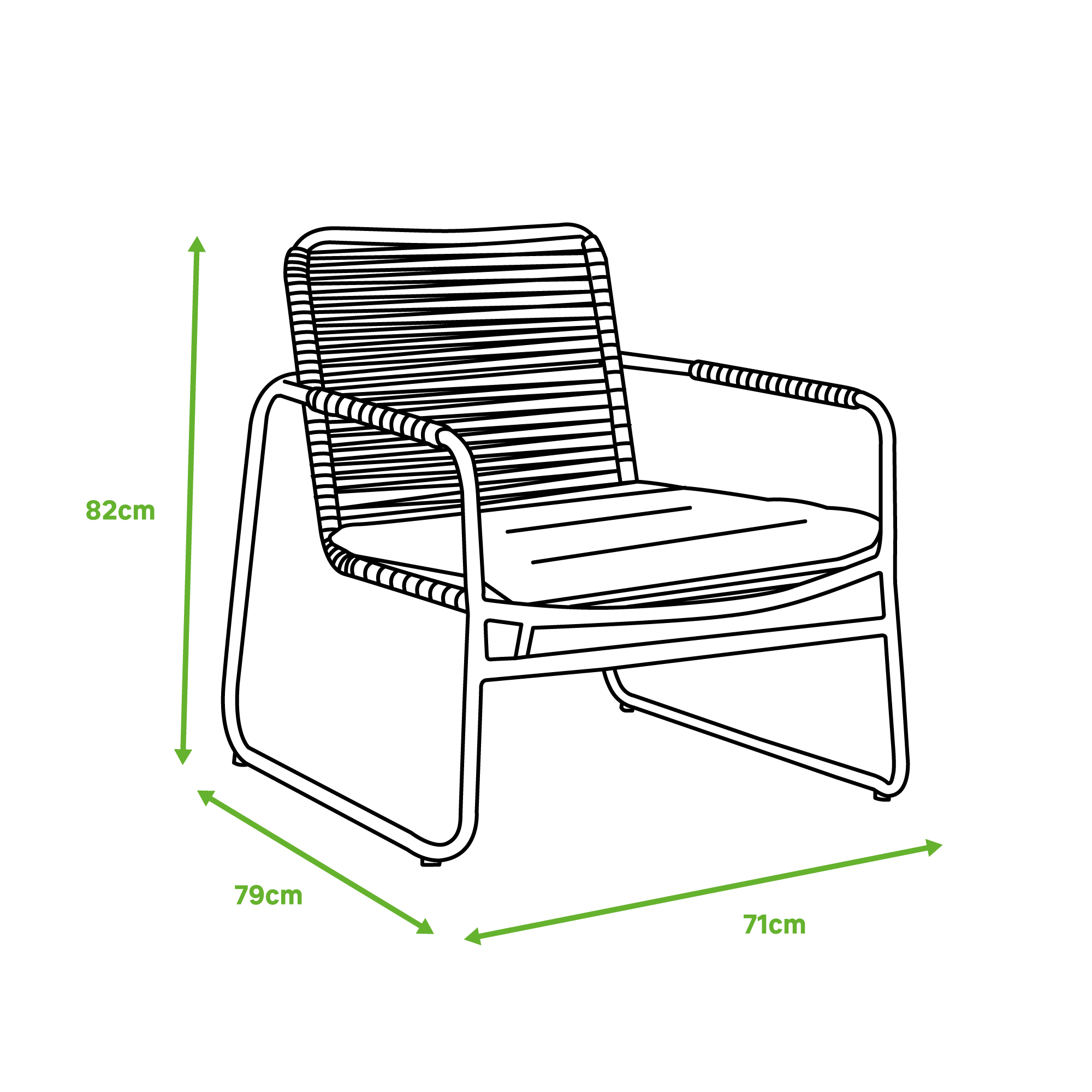 Sillón de jardín con cojín de acero Mahón marrón - 2