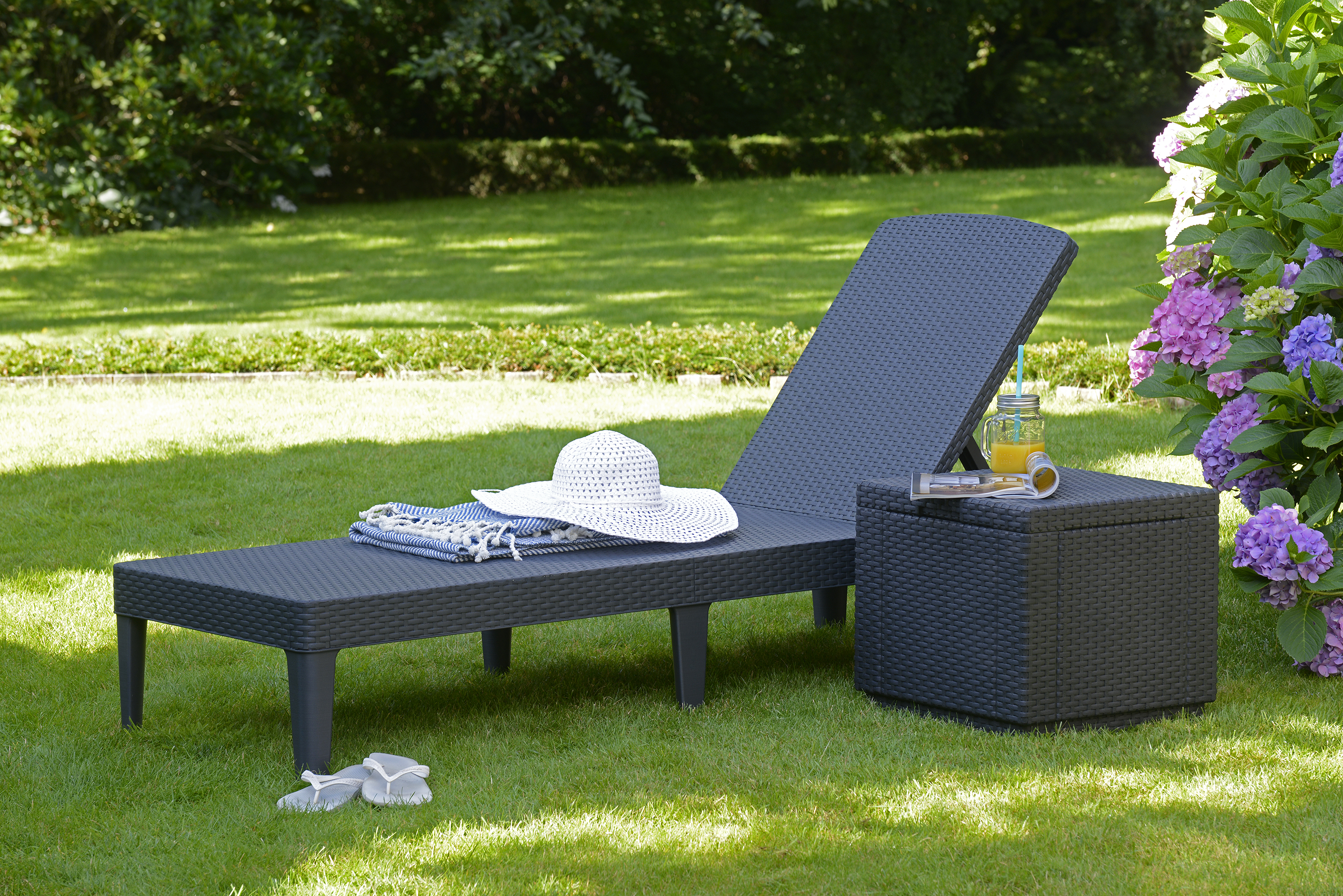 Tumbona de jardín Jaipur de resina gris 58x29x187.5 cm - 8