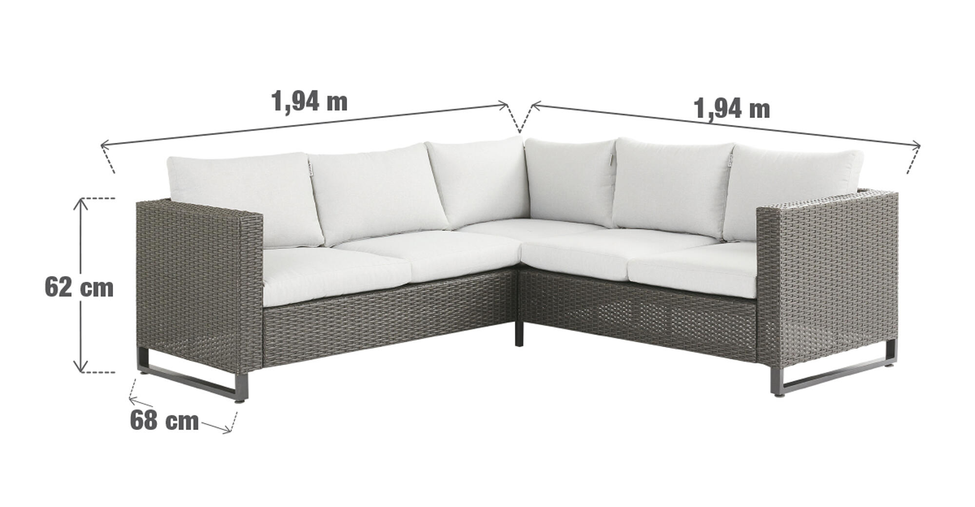 Sofá de canto em rattan sintético cinzento escuro Naterial Noa - 2