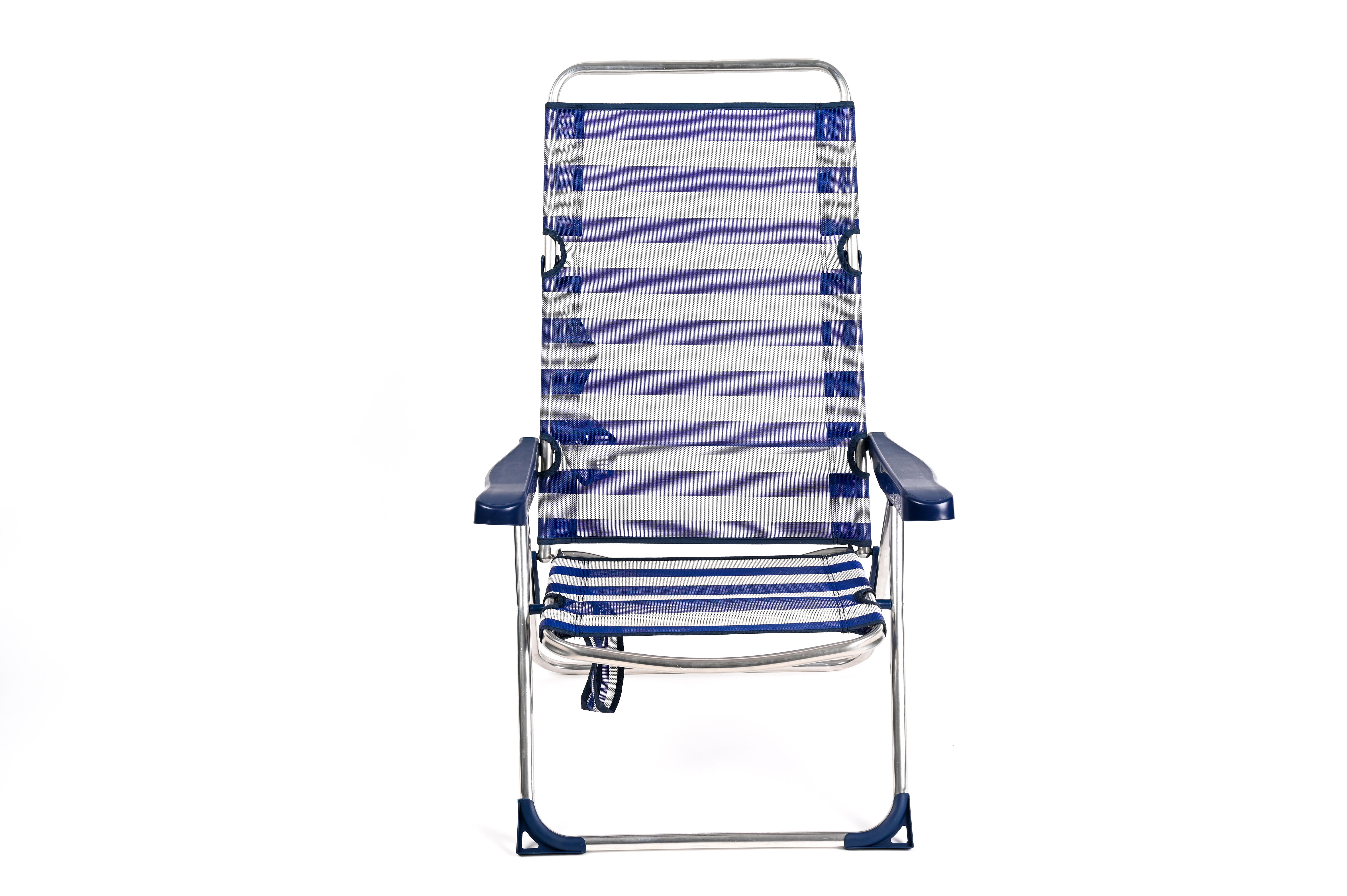 Silla plegable multiposición de playa de aluminio Basic azul - 3