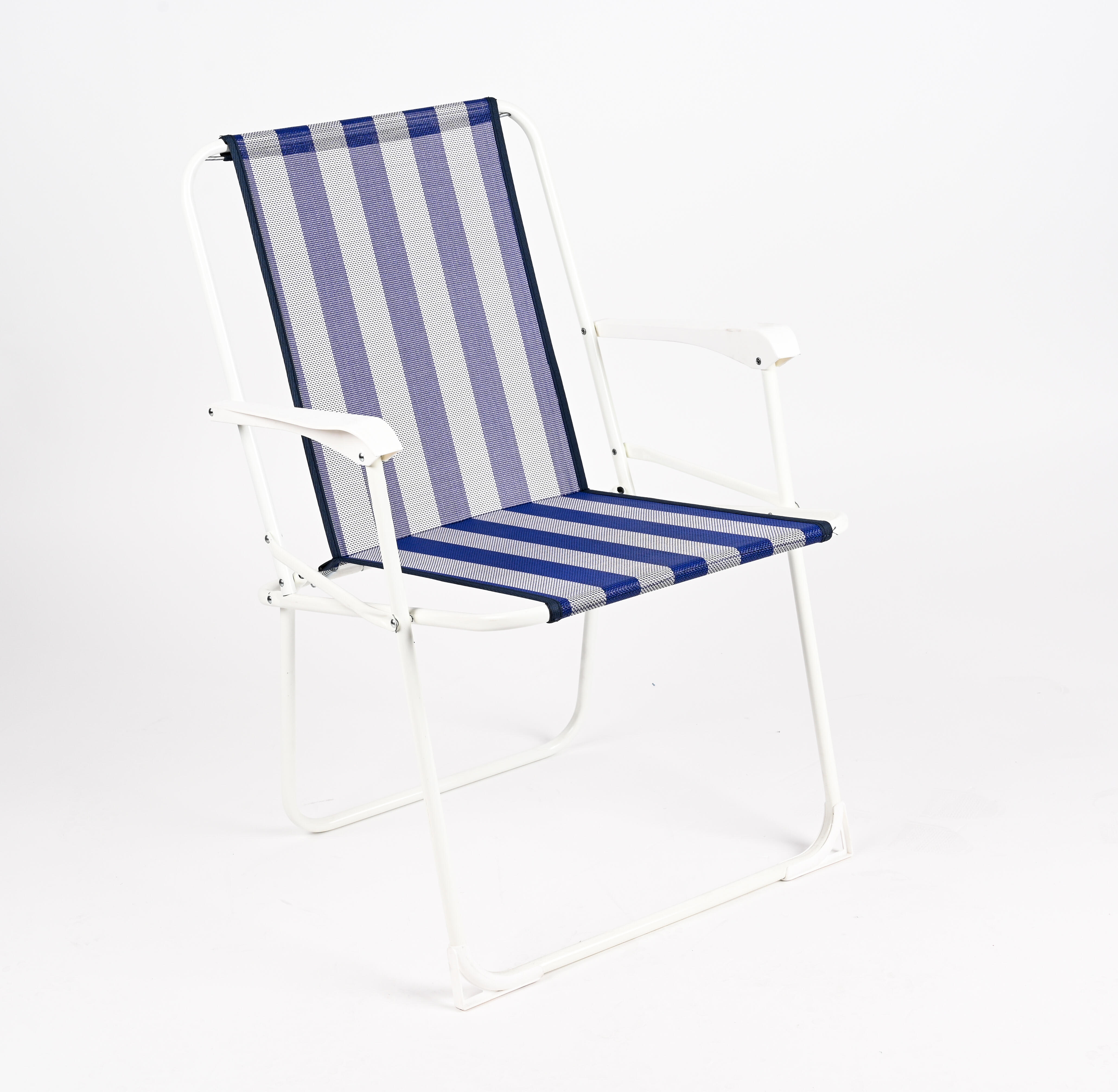 Silla plegable de playa de metal y textileno basic azul