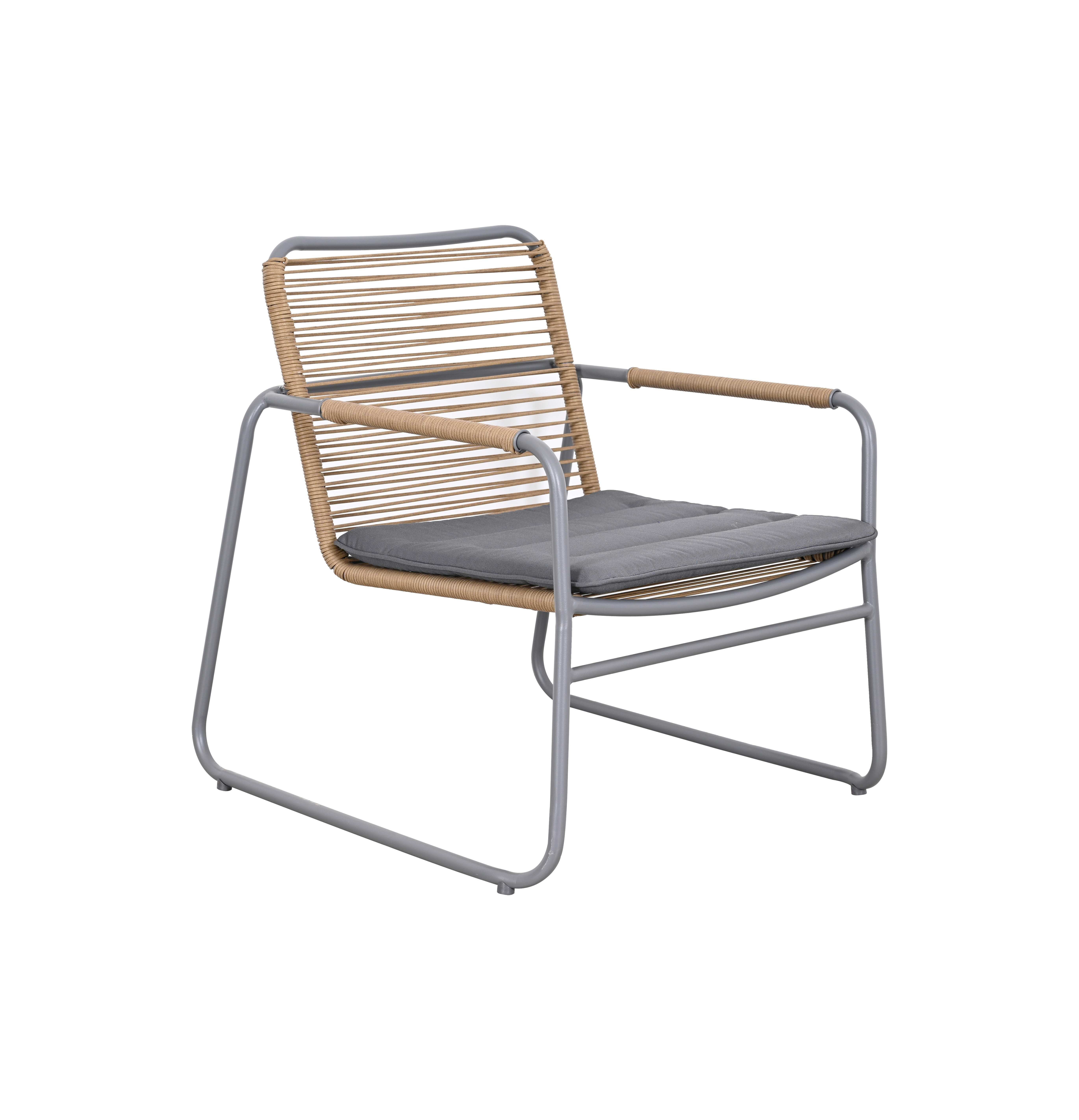 Sillón de jardín con cojín de acero Mahón marrón - 4