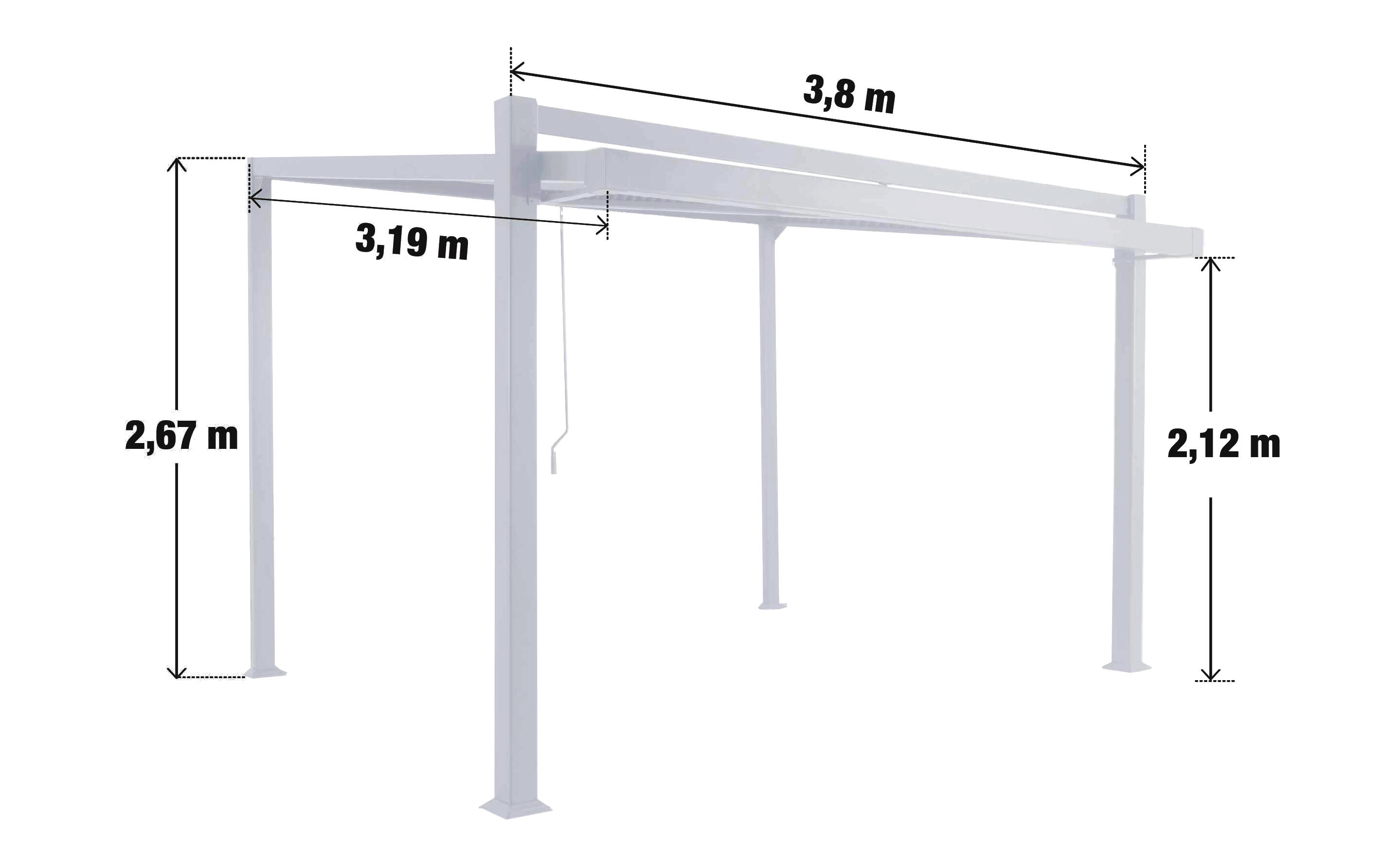 Pérgola bioclimática de aluminio NATERIAL Odyssea blanco de 380x318 cm - 2