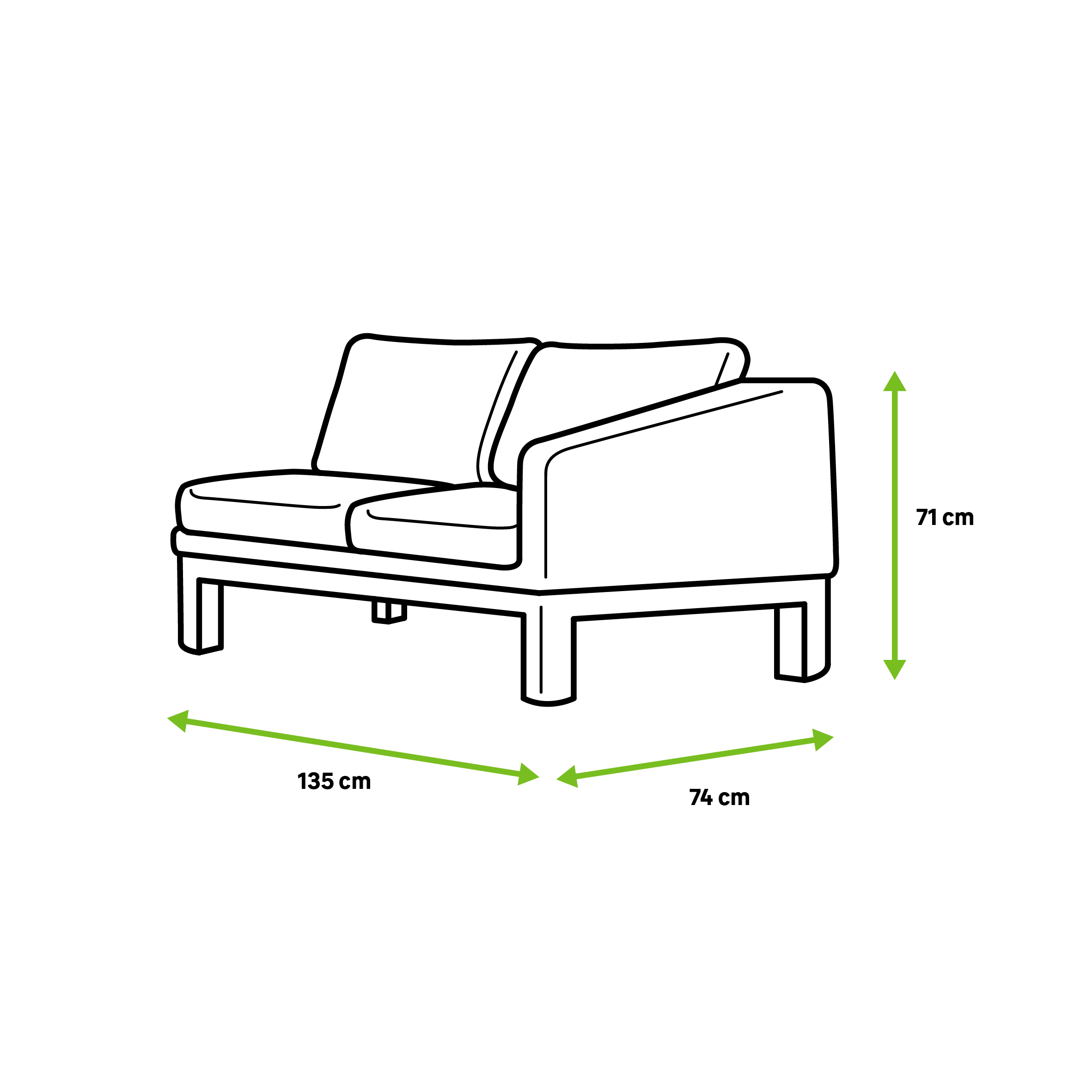 Sofá de jardín de aluminio con cojín Salonica blanco - 2
