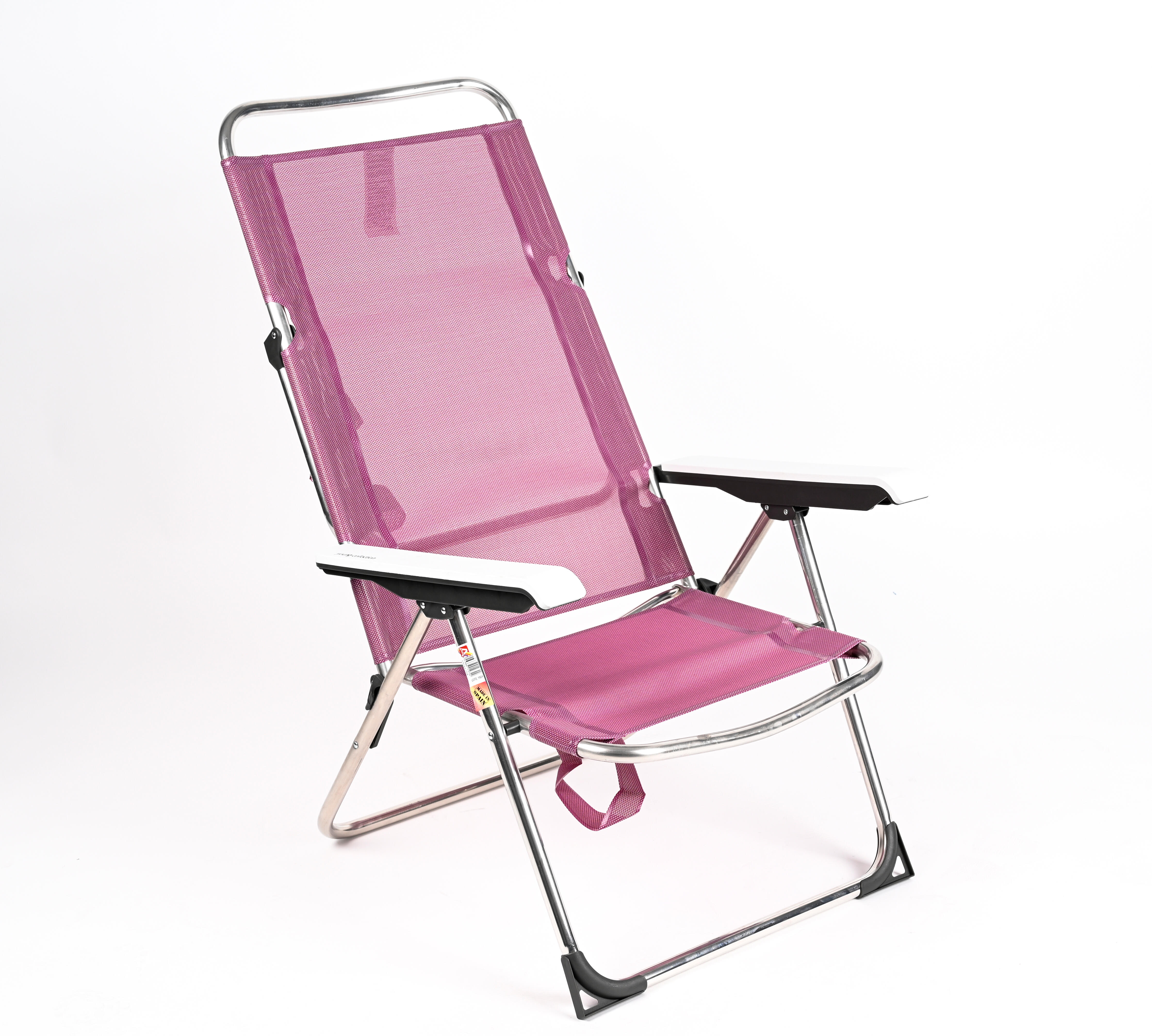 Silla de playa alta multiposición de aluminio y textileno violeta