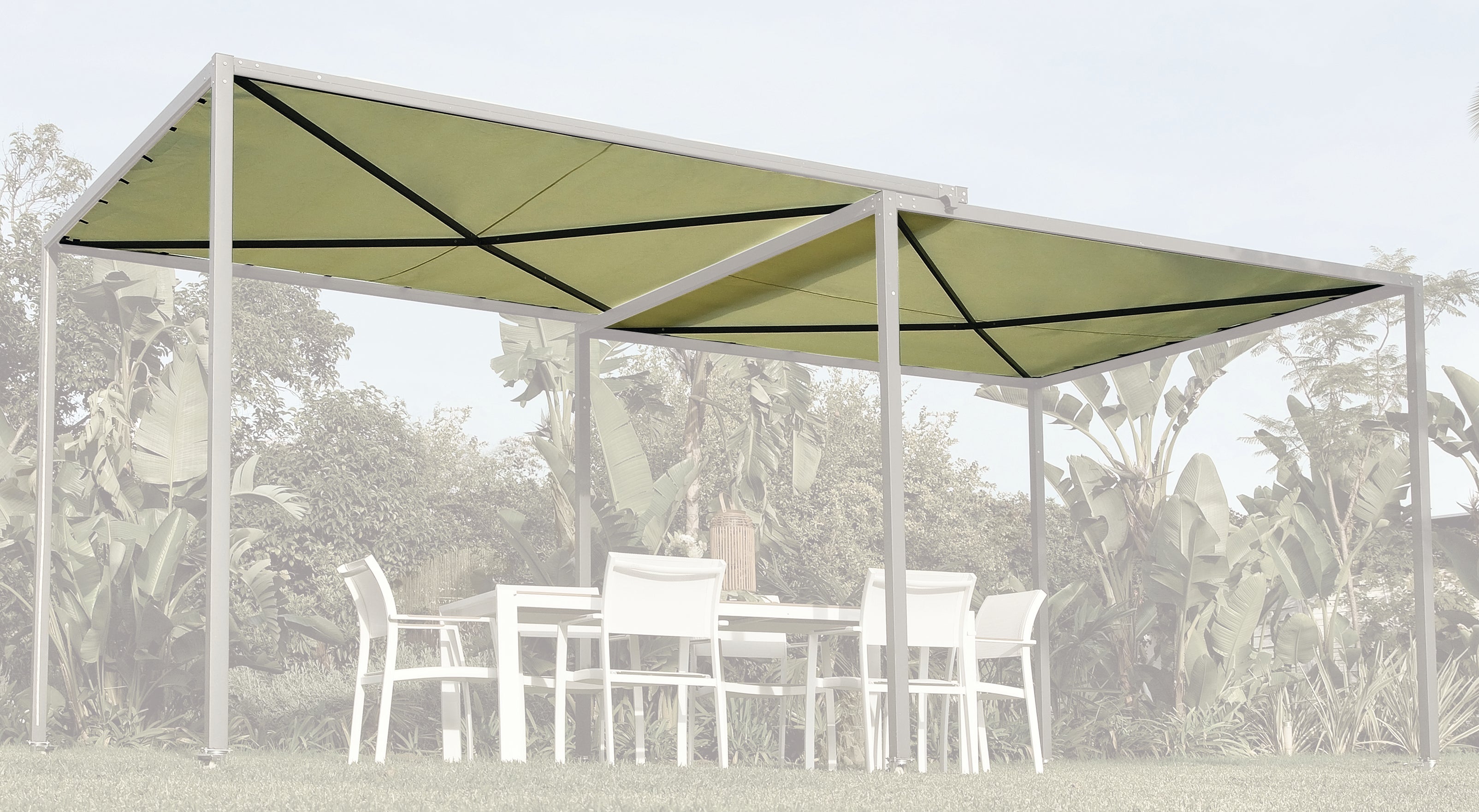Toldo de beige para pérgola bretaña de 600x300 cm