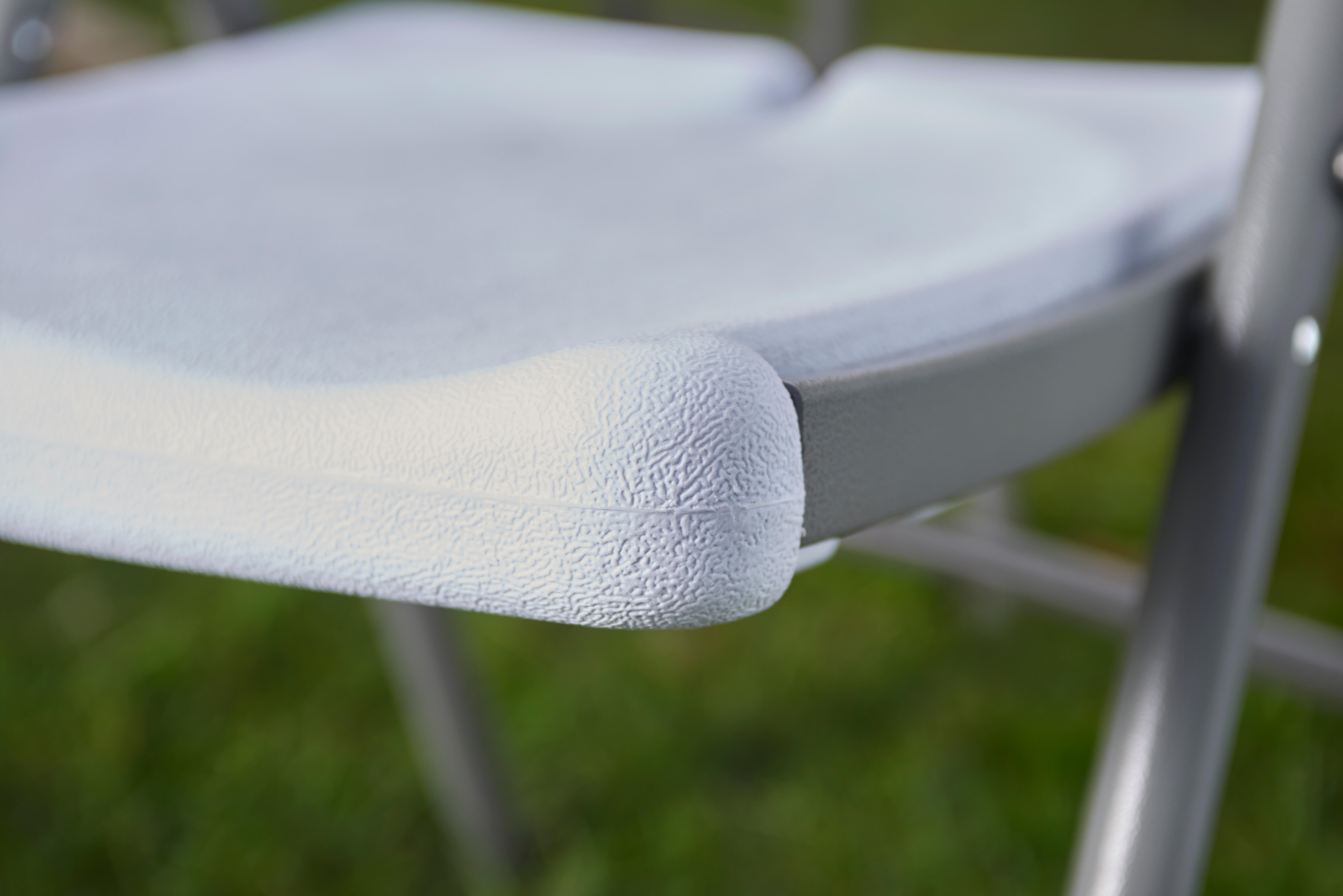 Sedia da giardino in acciaio grigio pieghevole Lifetime, seduta in polietilene bianco - 13