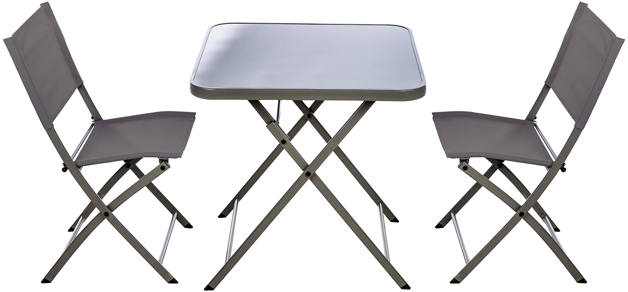 Conjunto de muebles de terraza emys de acero antracita para 2 comensales
