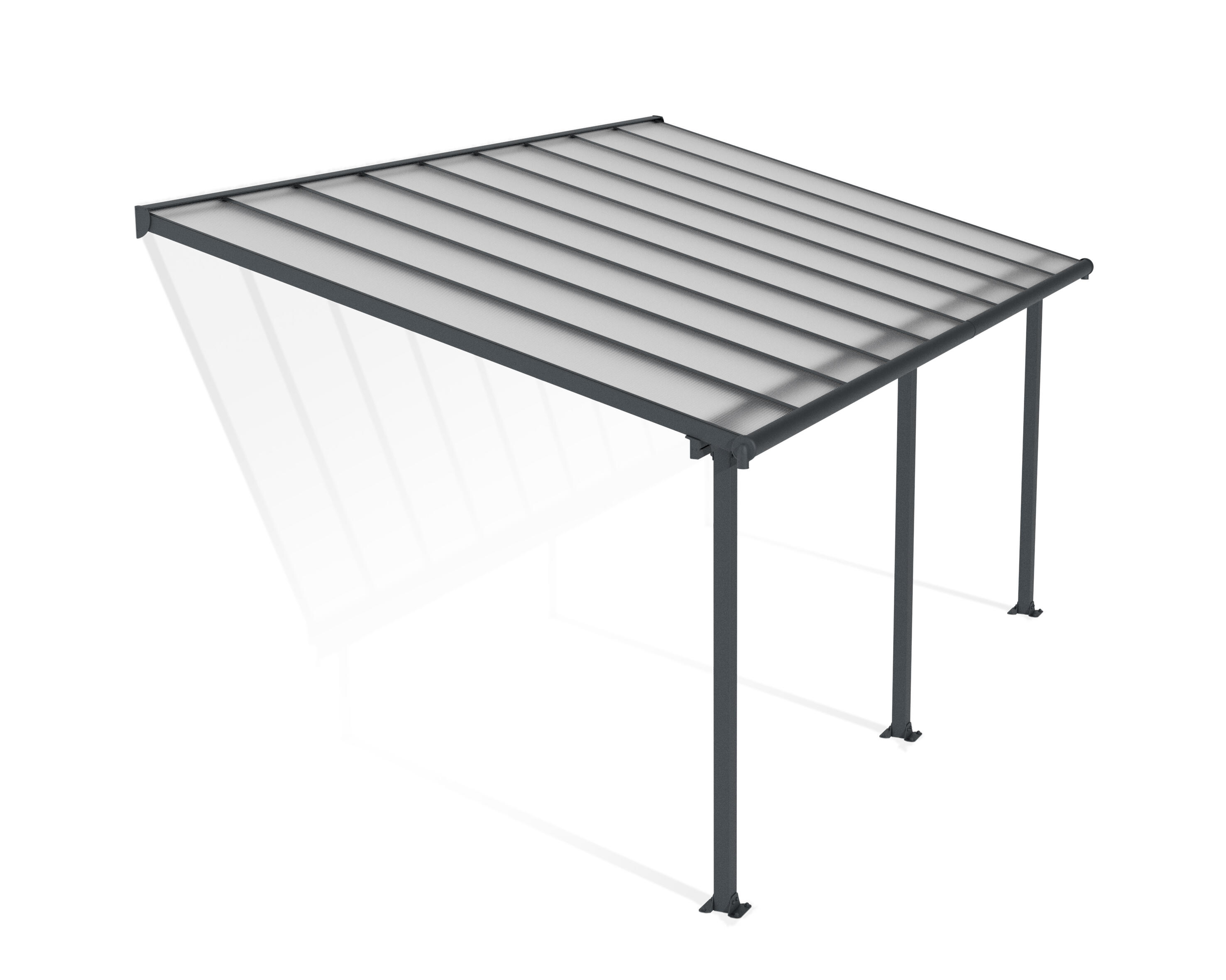pergola de aluminio adosada con toldo canopia by palram de 546 x 295 cm gris