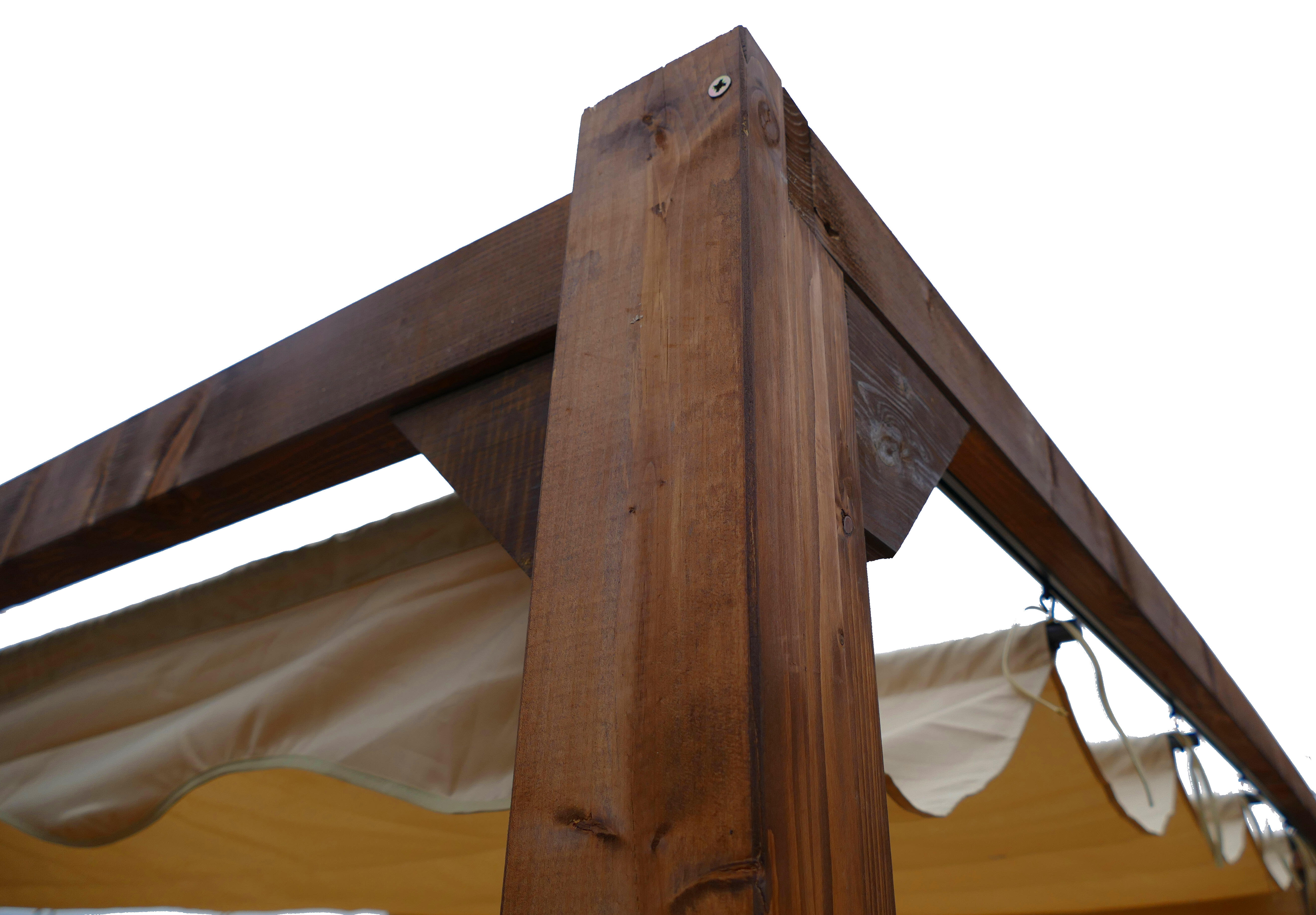 Pérgola de madera con toldo MAUSA Aneto de 400 x 300 cm marrón - 8