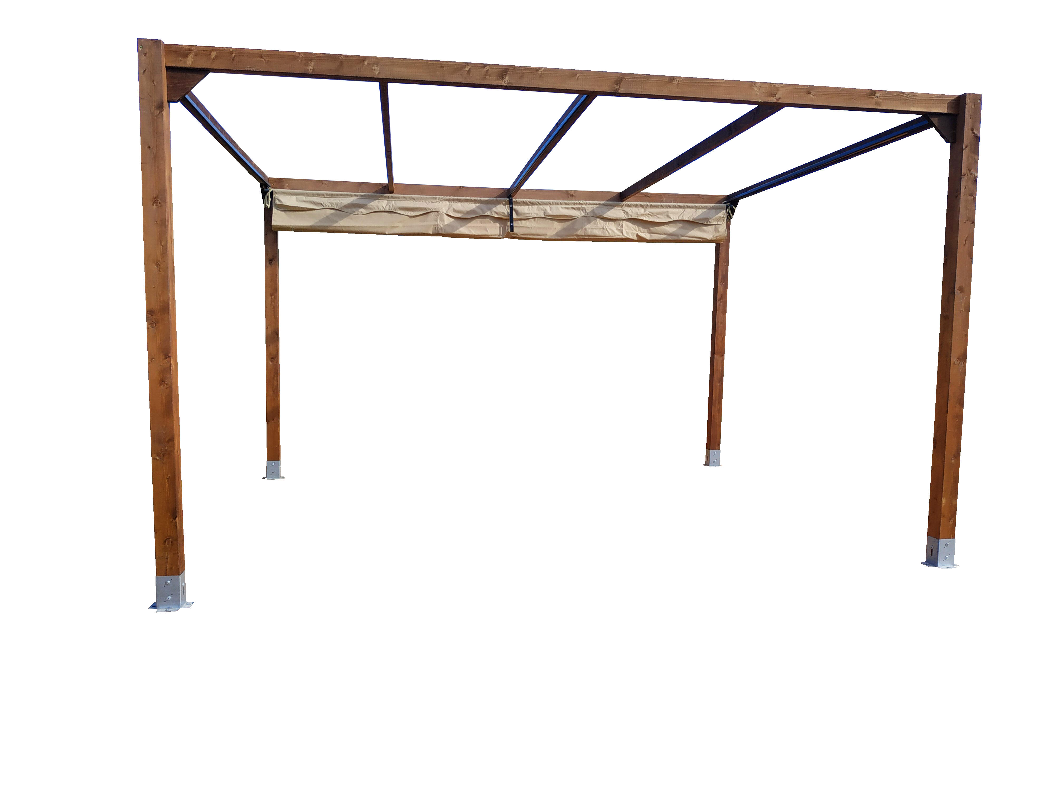 Pérgola de madera con toldo MAUSA Aneto de 400 x 300 cm marrón - 10