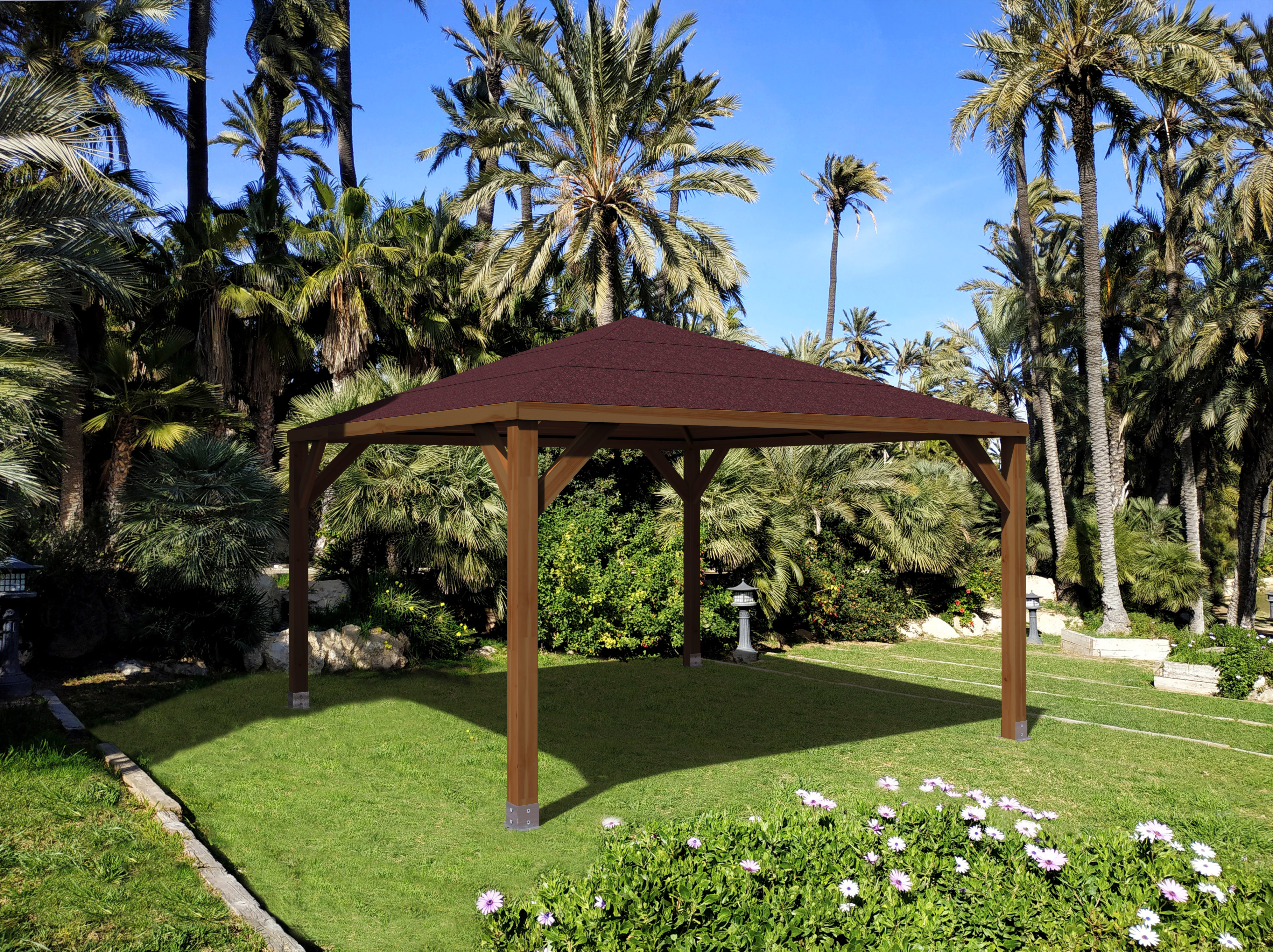 Pérgola de jardín con techo retráctil poliéster Outsunny 3x2x2 m  gris_84C-175