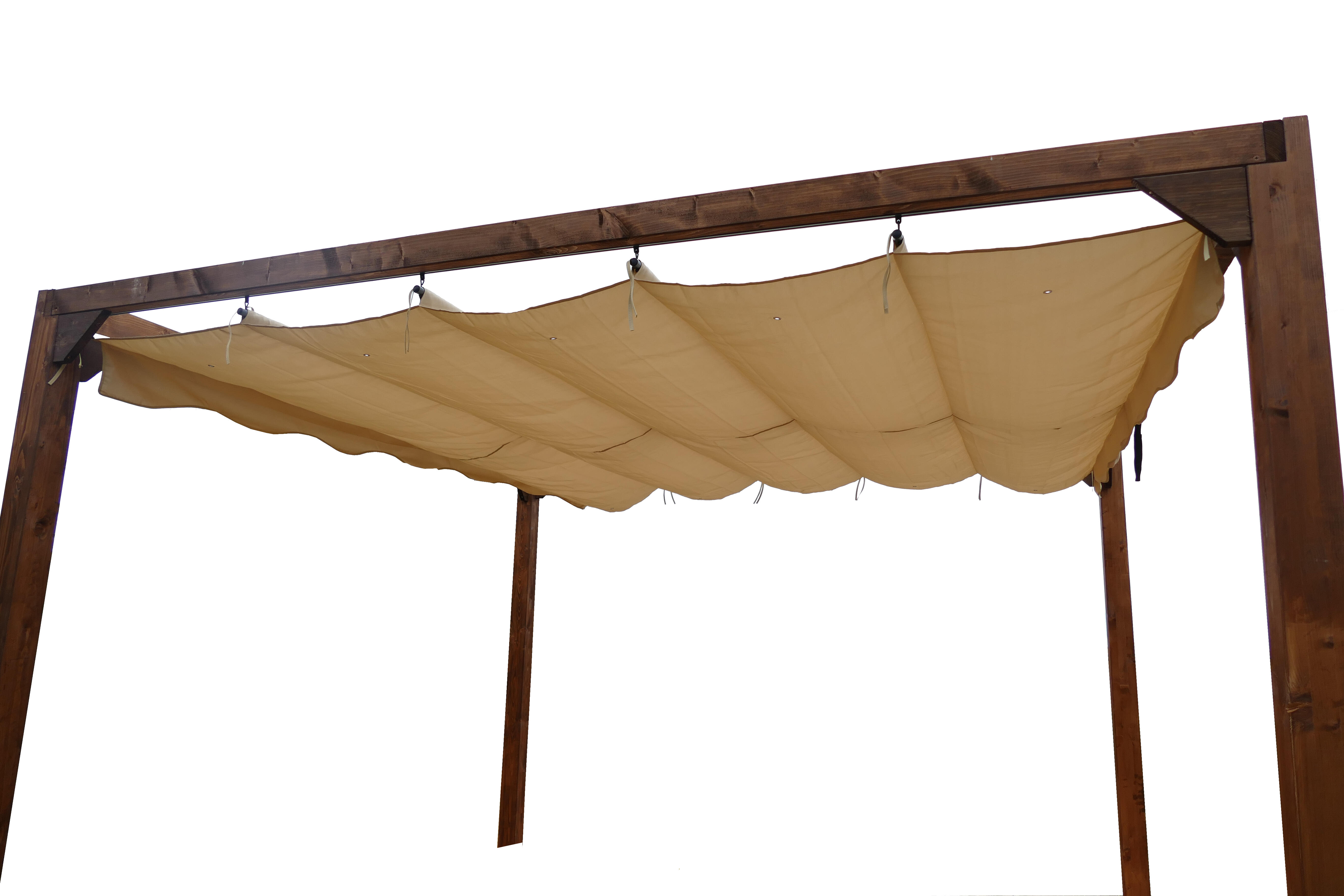 Pérgola de madera con toldo MAUSA Aneto de 400 x 300 cm marrón - 7