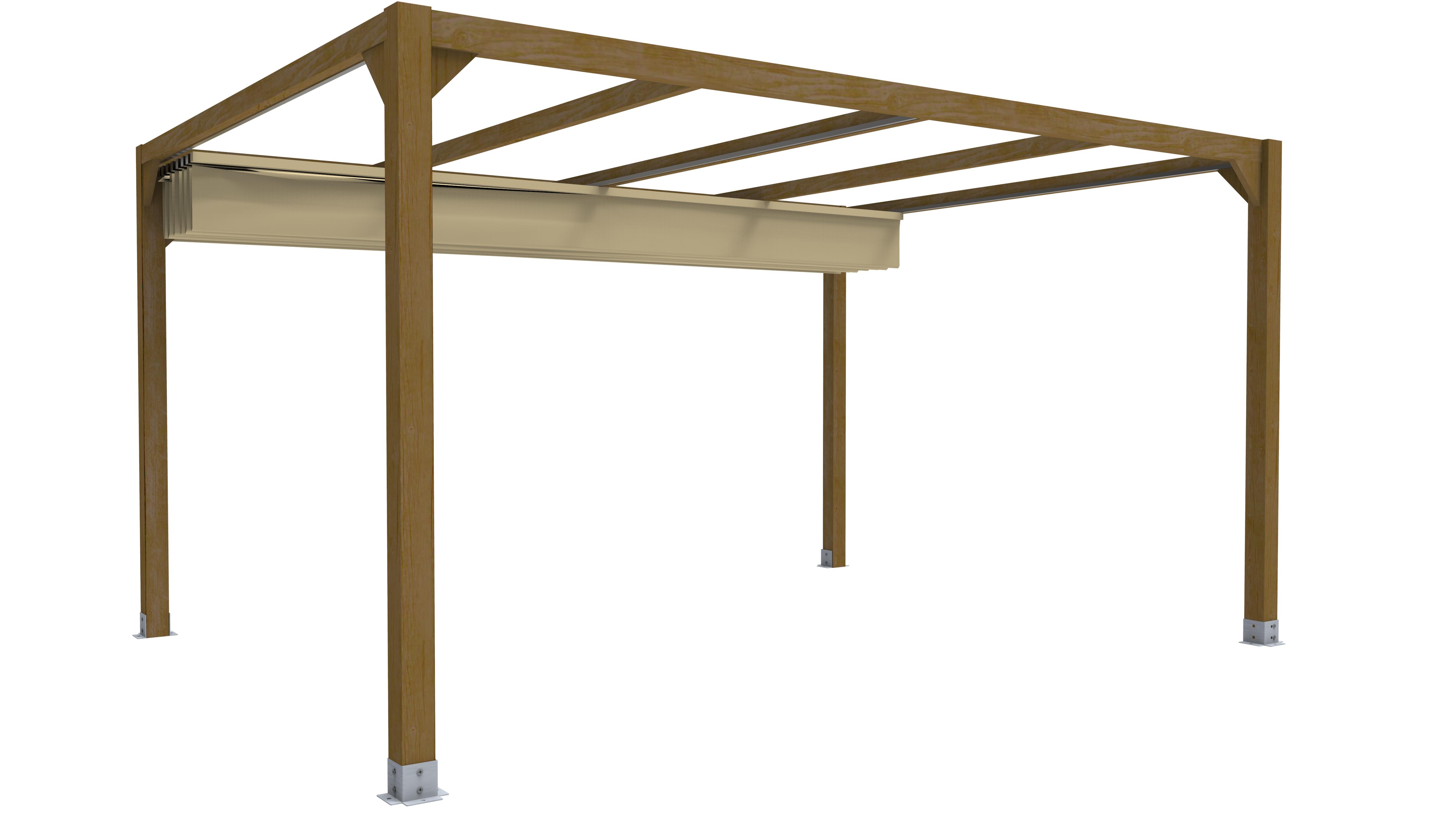 Pérgola de madera con toldo MAUSA Aneto de 400 x 300 cm marrón - 9