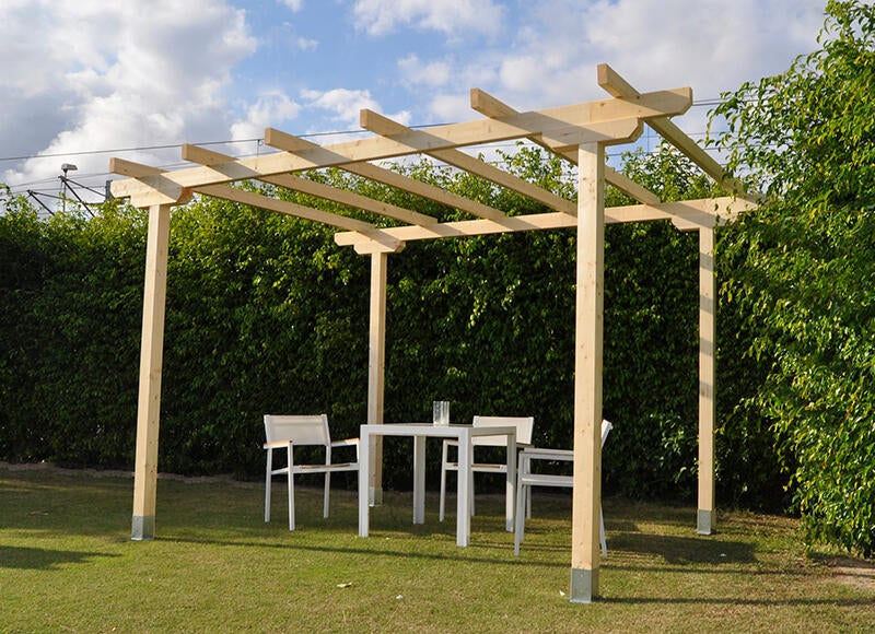 Pérgola de madera cabo de gata 300 x 300 cm marrón