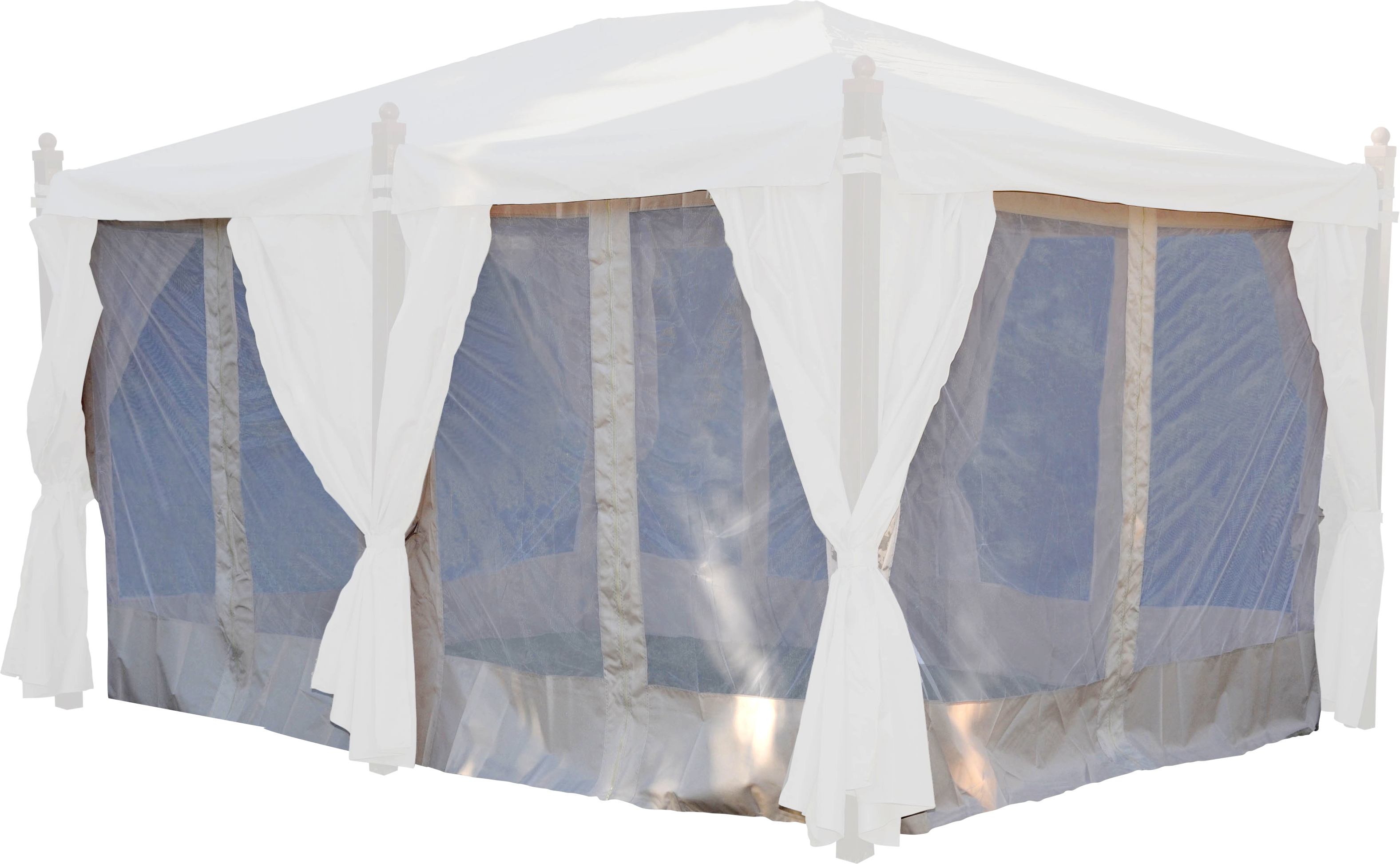 Juego de 6 mosquiteras para pérgola imitación madera de poliéster 400x300 cm