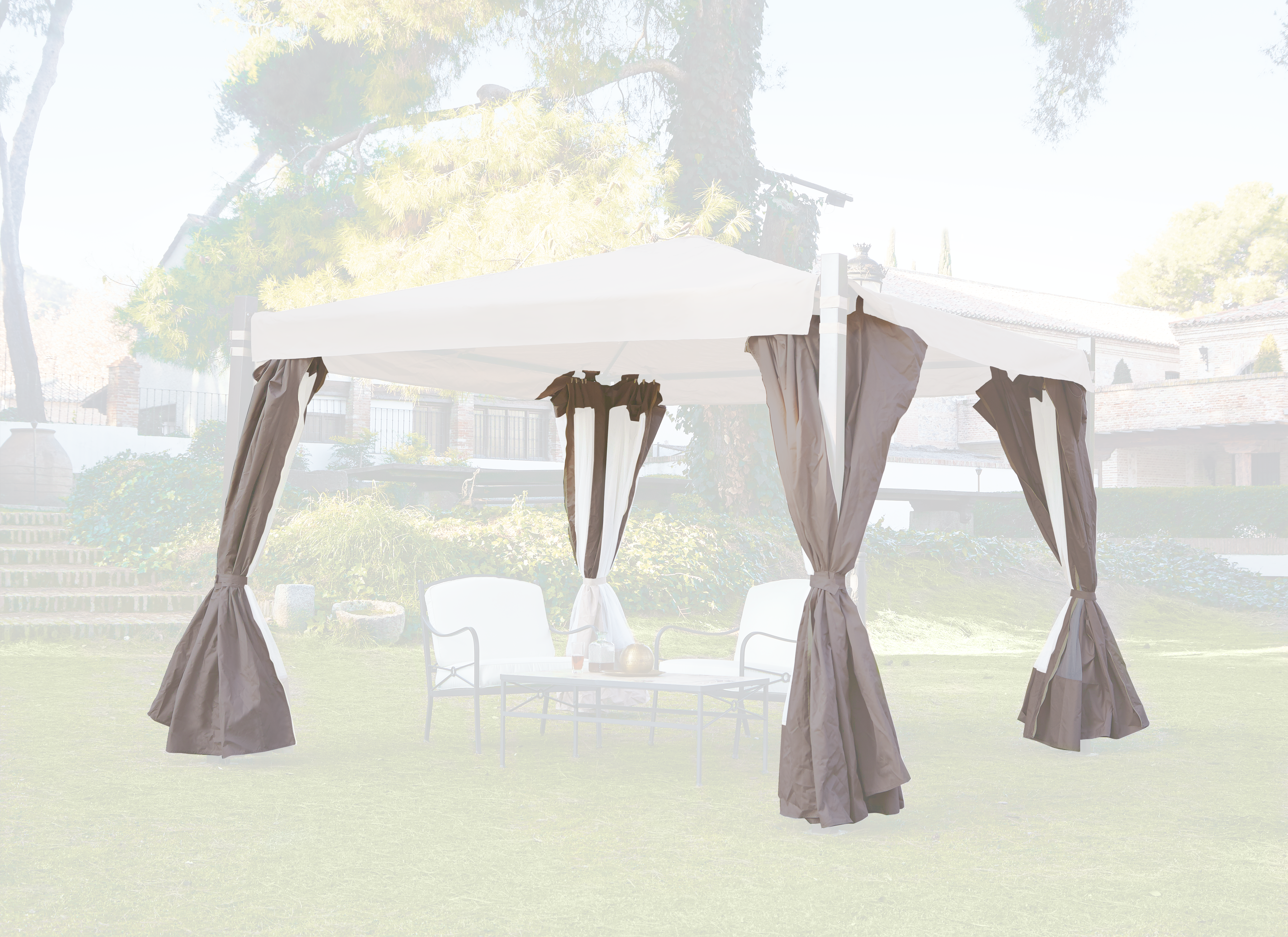 Pack 6 cortinas de poliéster 400x300 cm madera tostado