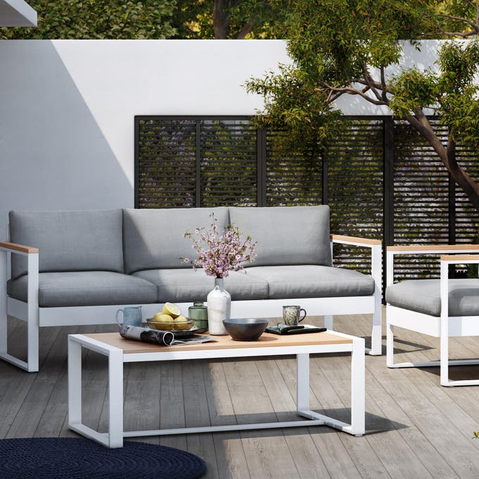 mesa acero jardín