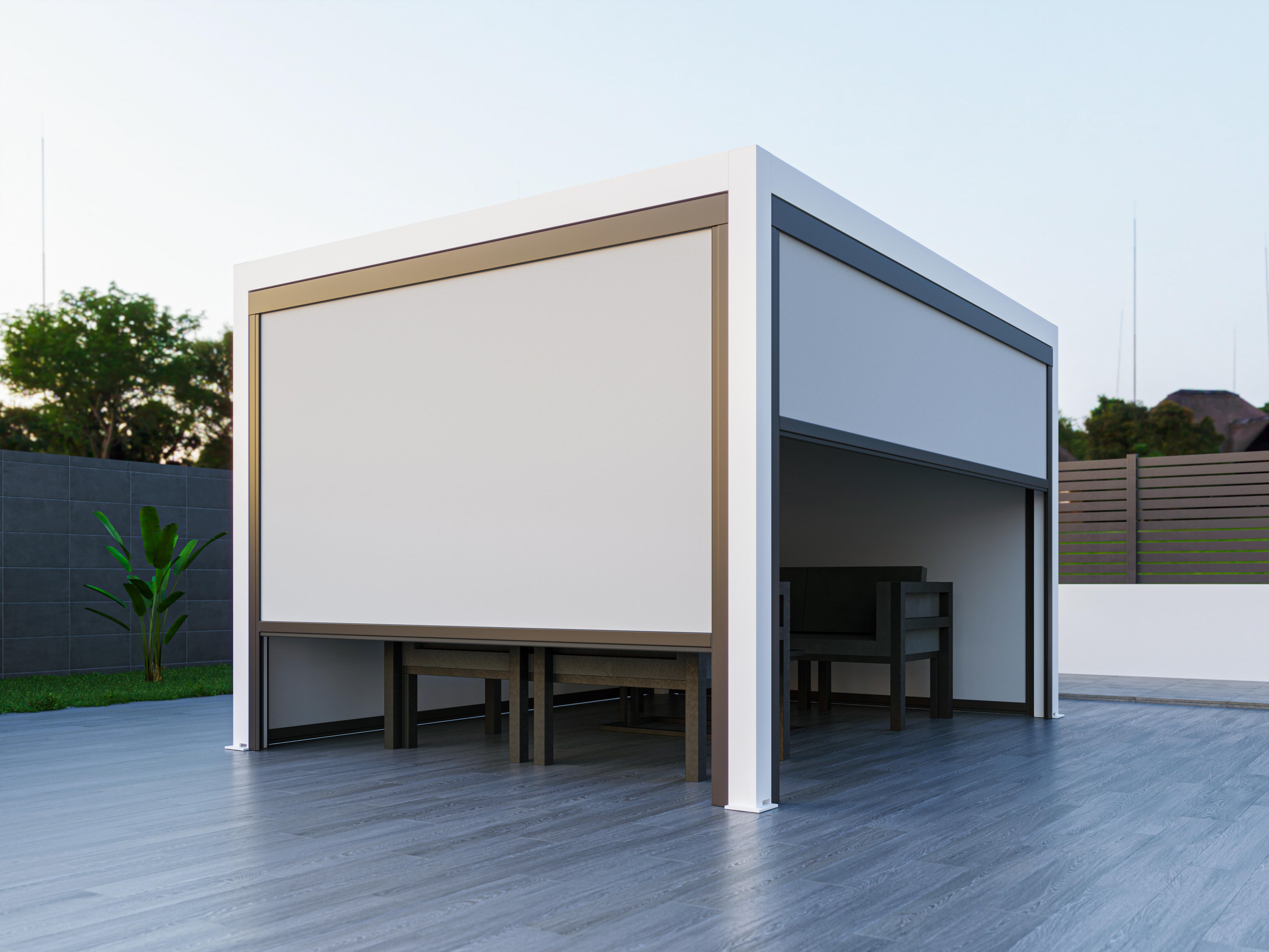 Toldo vertical zip roma de poliéster gris 4 x 2,5 m para pérgola bioclimática génova