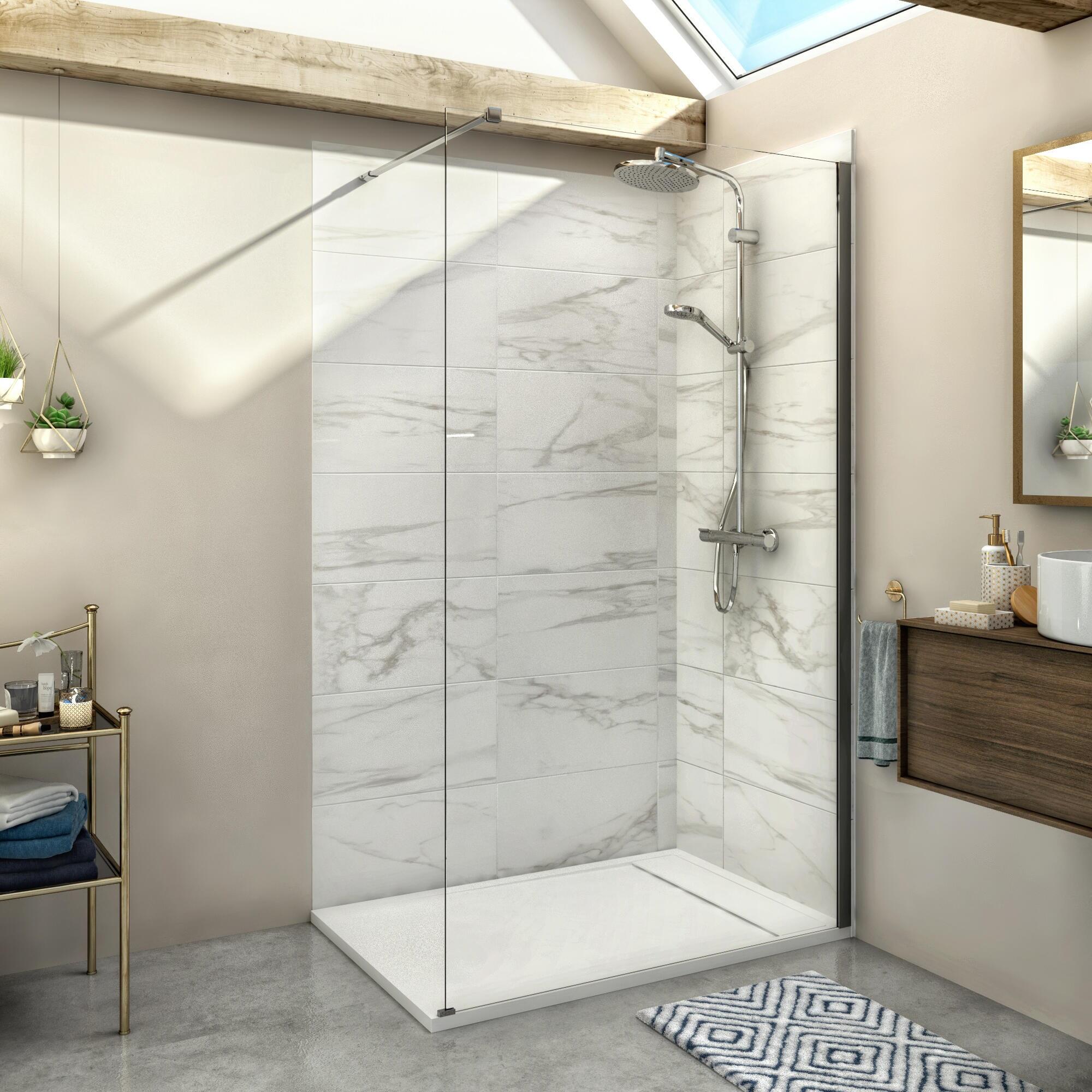 Piatto doccia SENSEA in resina Neo bianco L 80 x L 120 x H 3 cm opaco effetto pietra - 3