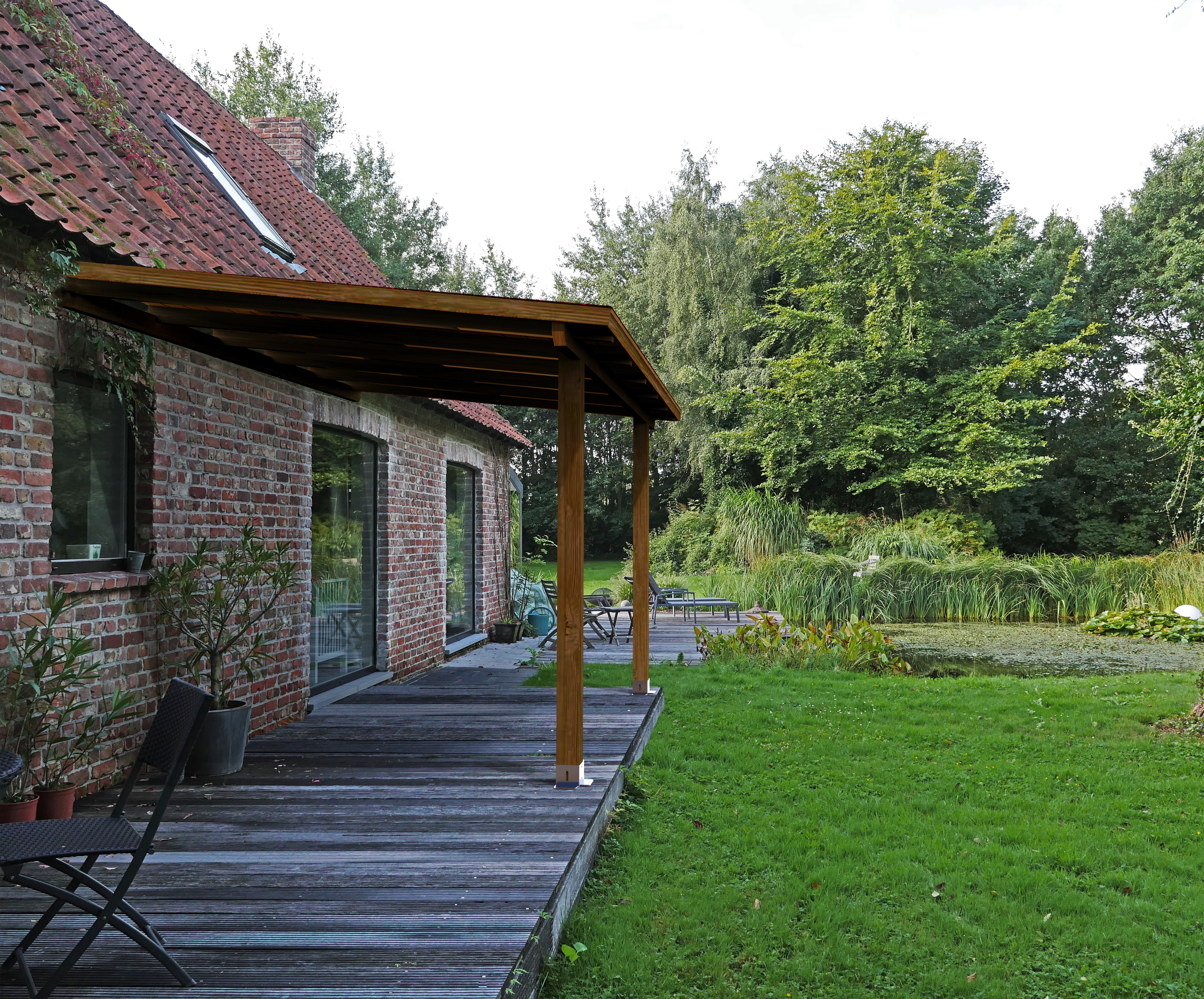 Marquesina de madera laminada Ordesa marrón 400 x 300 cm - 3