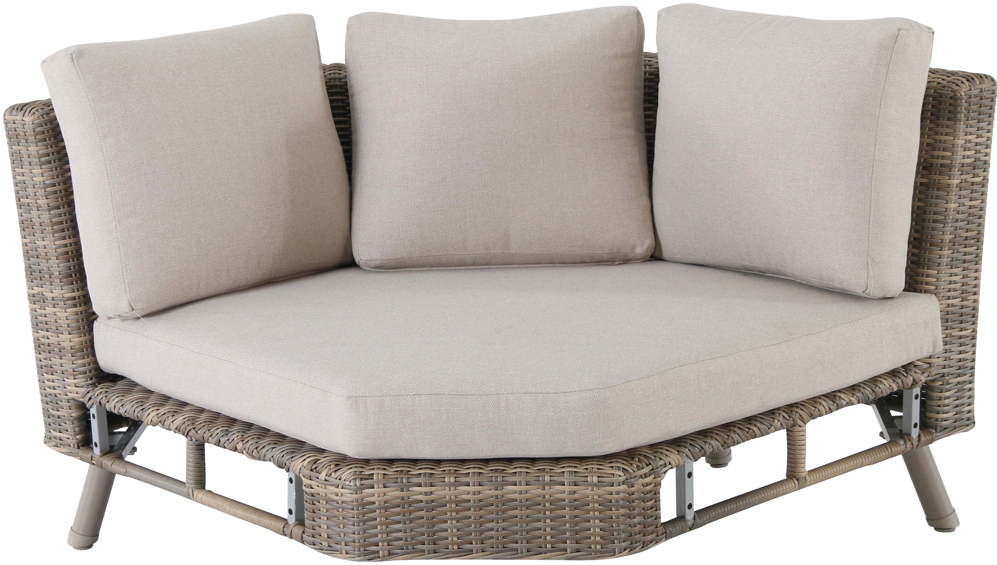 Set sofá y mesa aluminio ratán y vidrio punta cana marrón parte conjunto