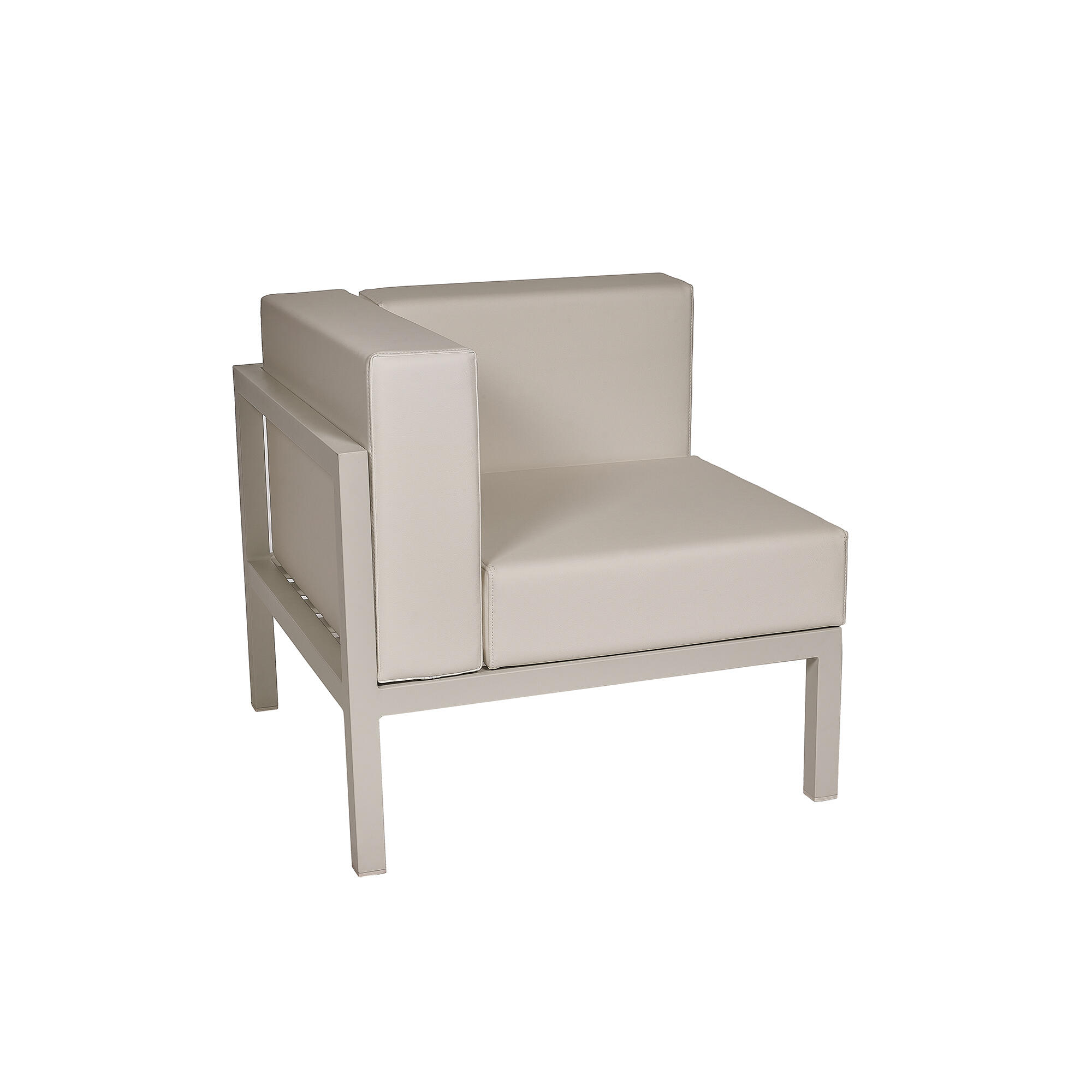 Sillón esquinero de jardín de aluminio con cojines marine blanco