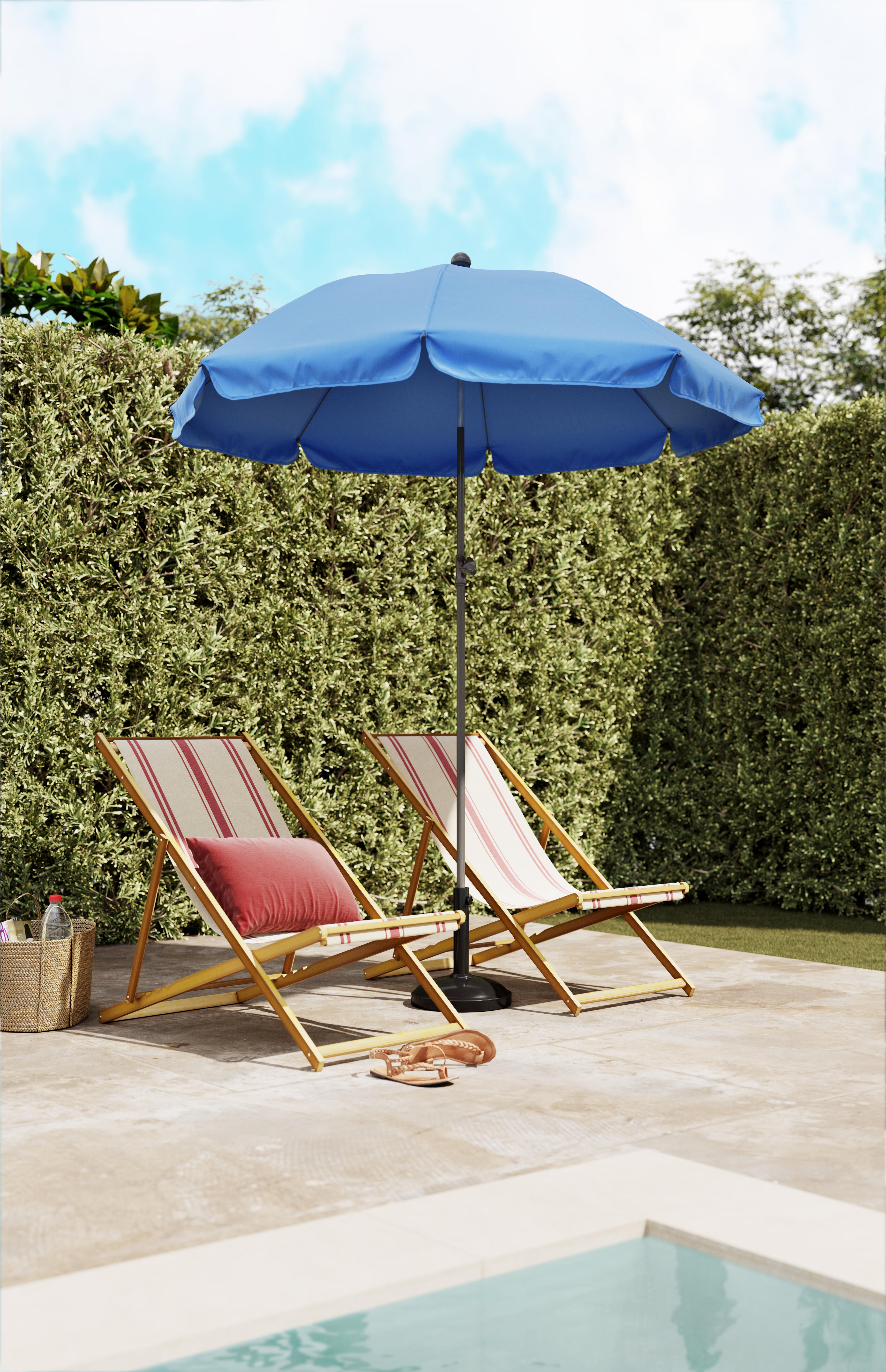 Parasol de mástil central redondo de acero COMATEX D200 azul ø 200 cm - 3