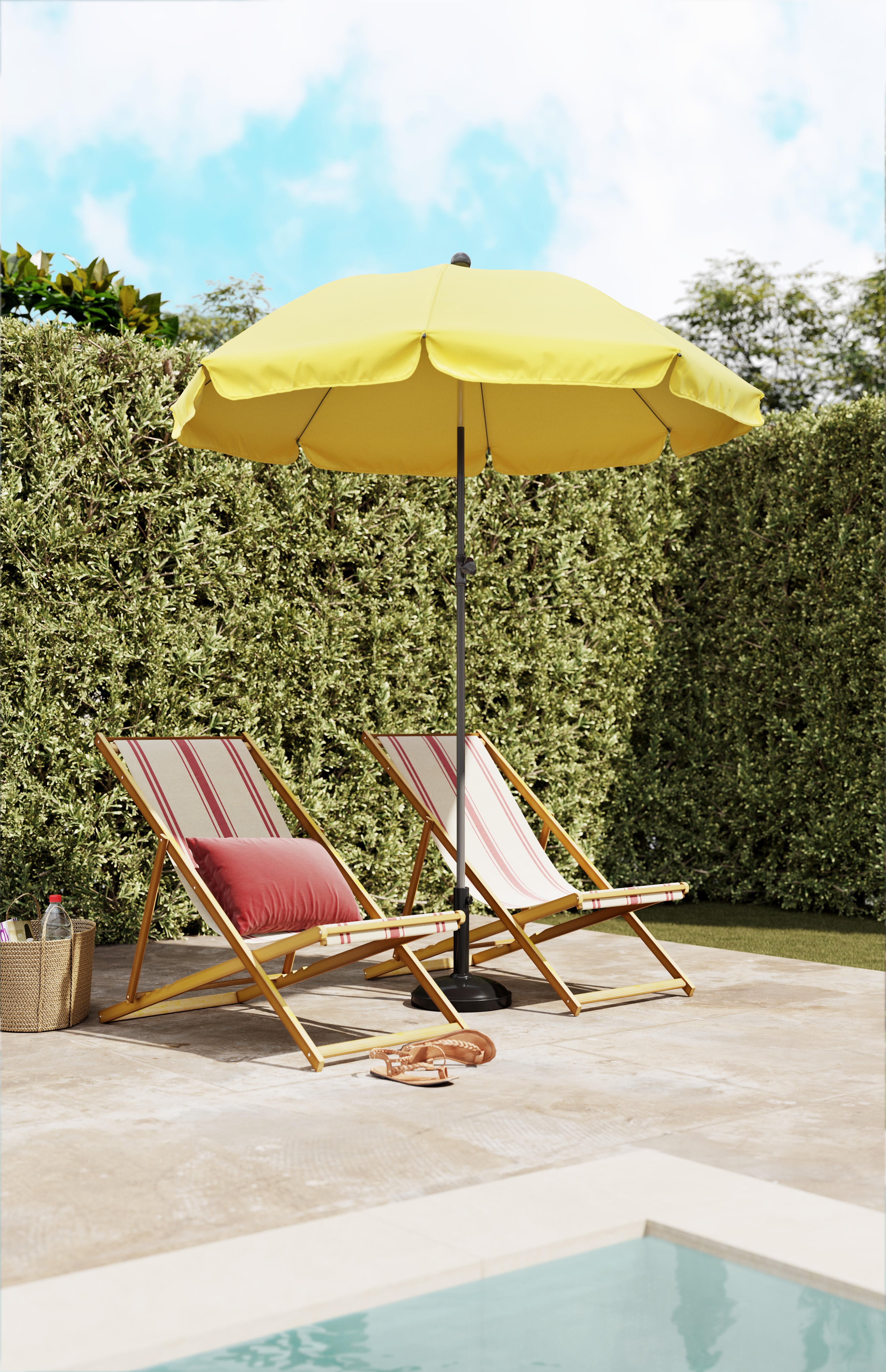 Parasol de mástil central redondo de acero COMATEX amarillo ø 200 cm - 3