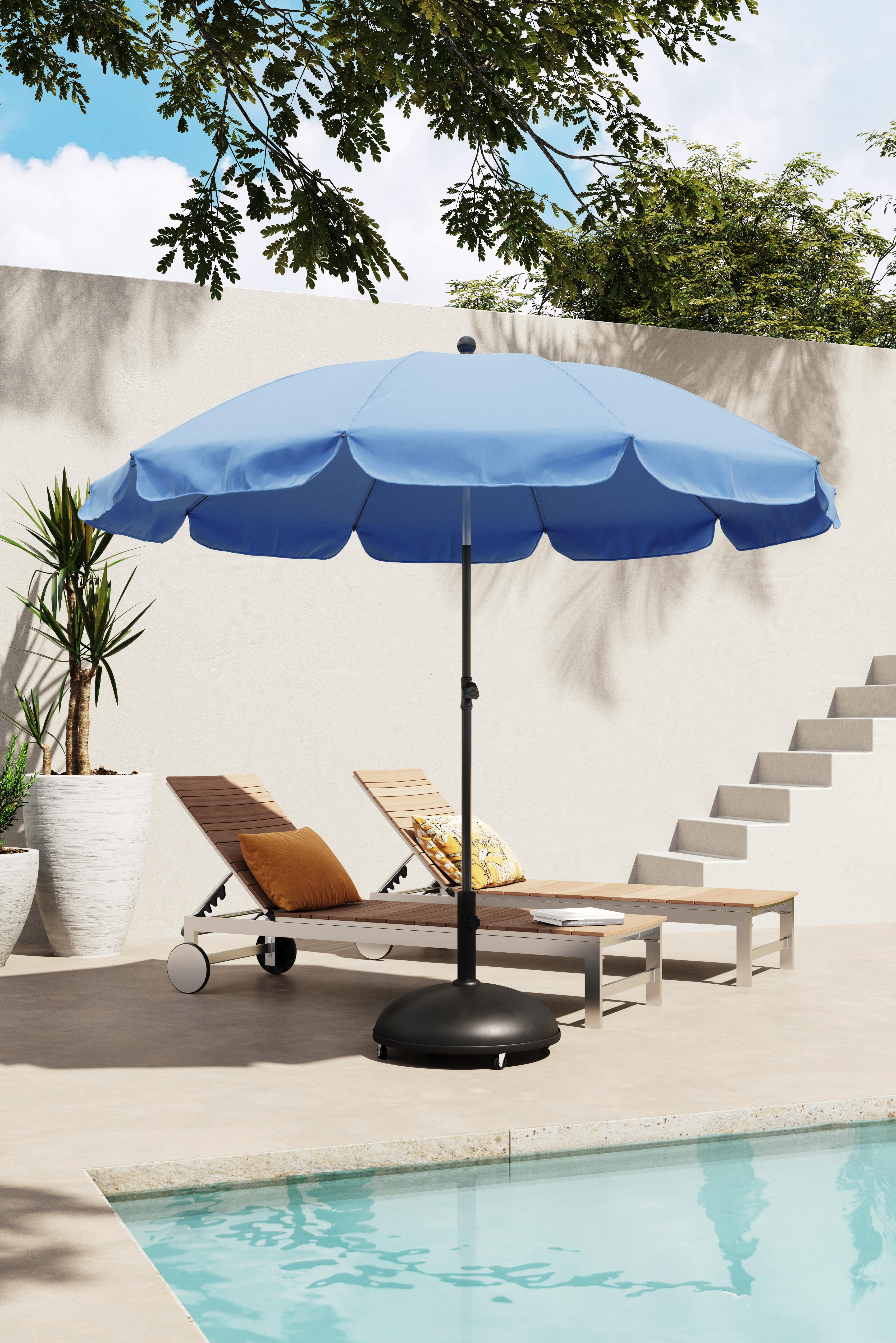Parasol de mástil central redondo de acero COMATEX D250 azul ø 250 cm - 3