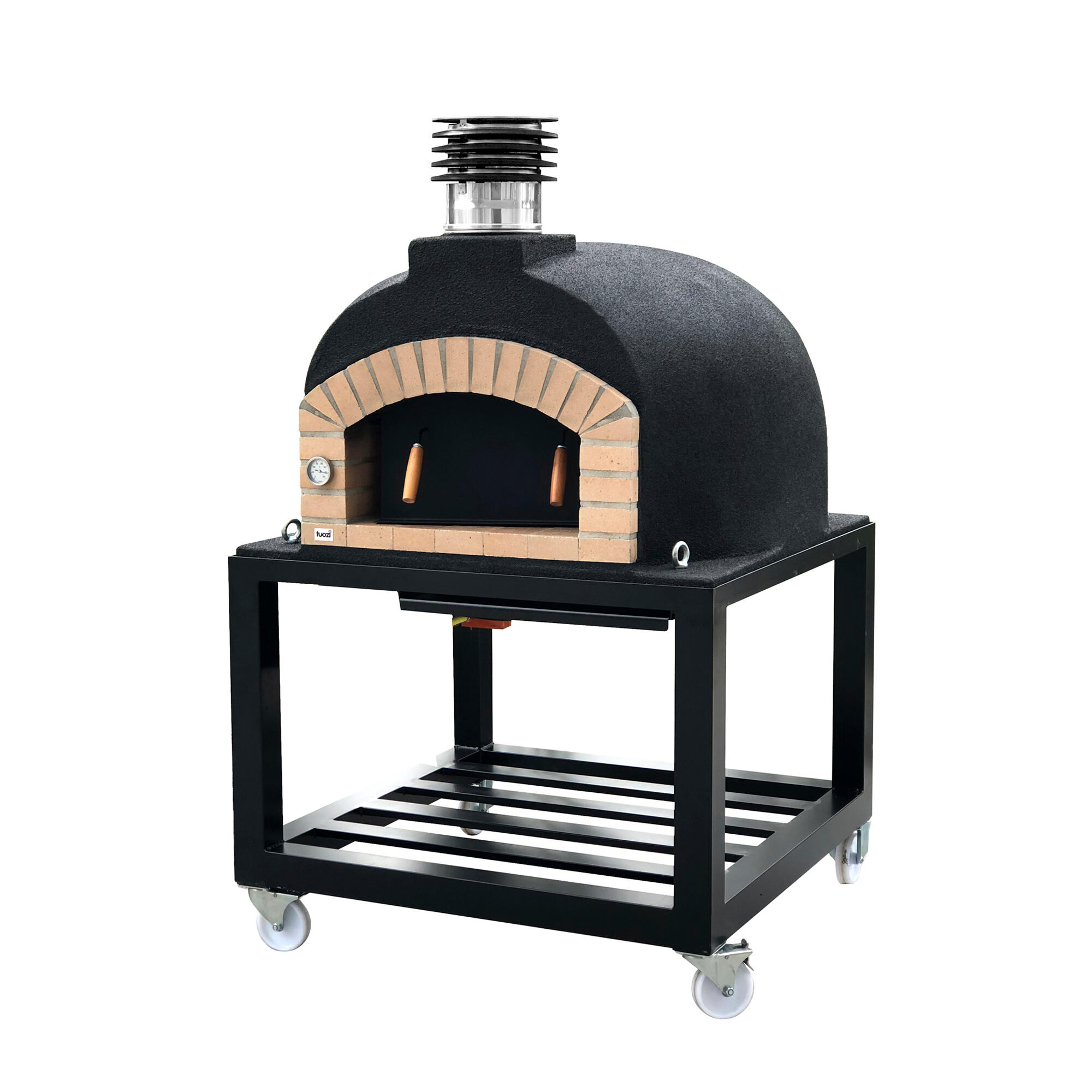 Horno leña olympus mons pro negro 130cm + base c/ruedas plus