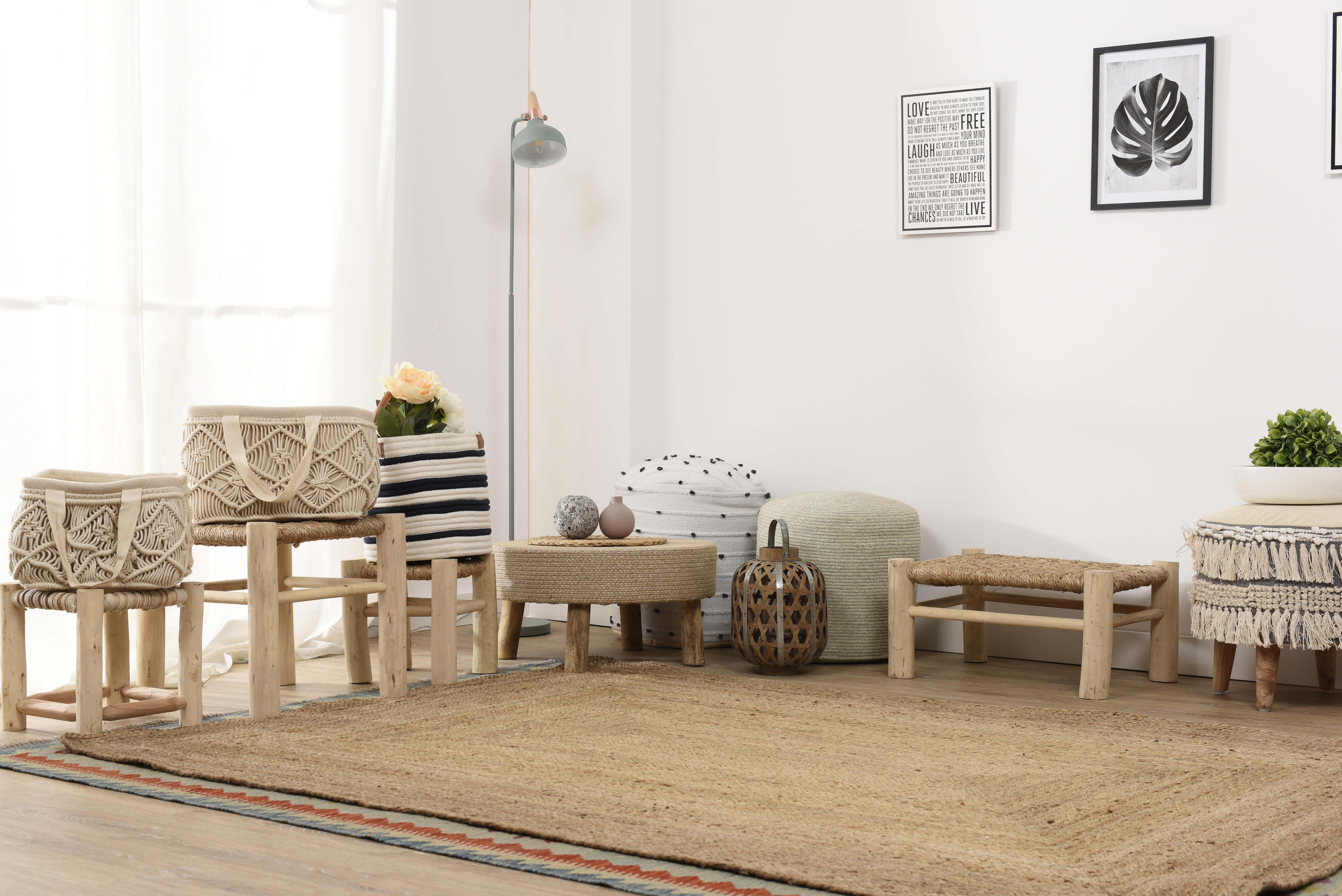 Reposapiés decorativo madera rectangular Grande blanco 60x30x45cm - 5