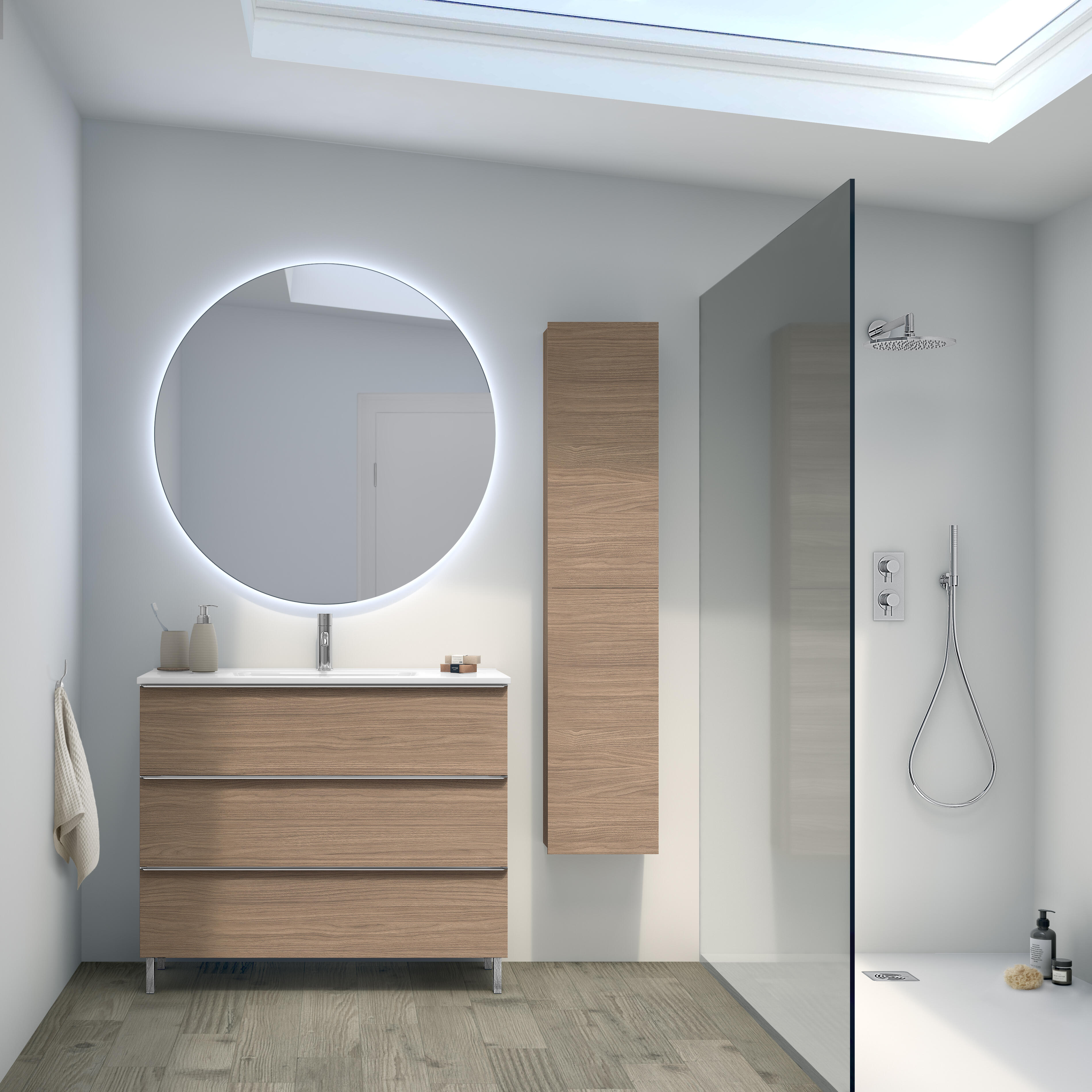 Mueble de baño con lavabo komplett nogal 100x45 cm