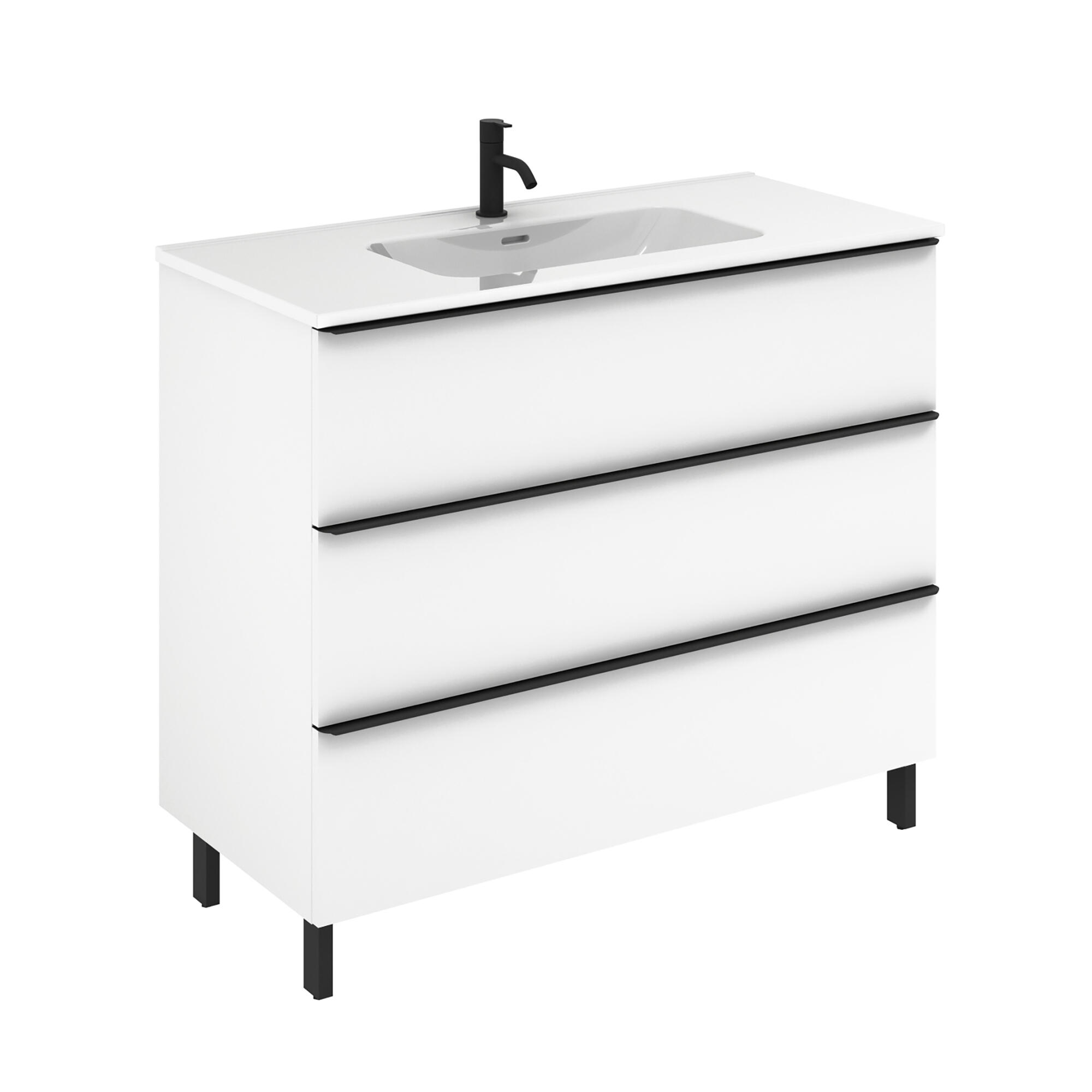 Mueble de baño komplett blanco 100x45 cm