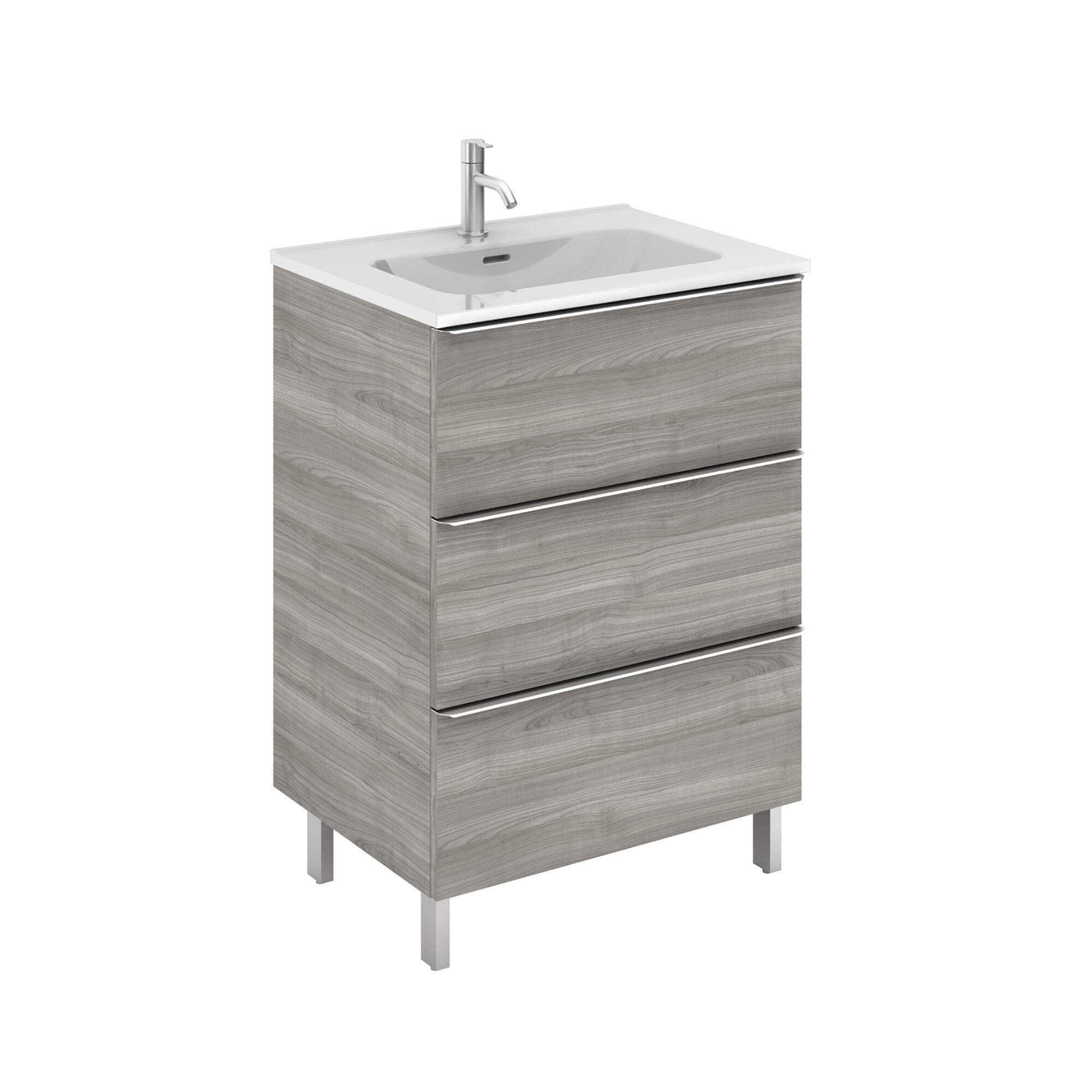 Mueble de baño komplett imitación roble grisáceo 60x45 cm