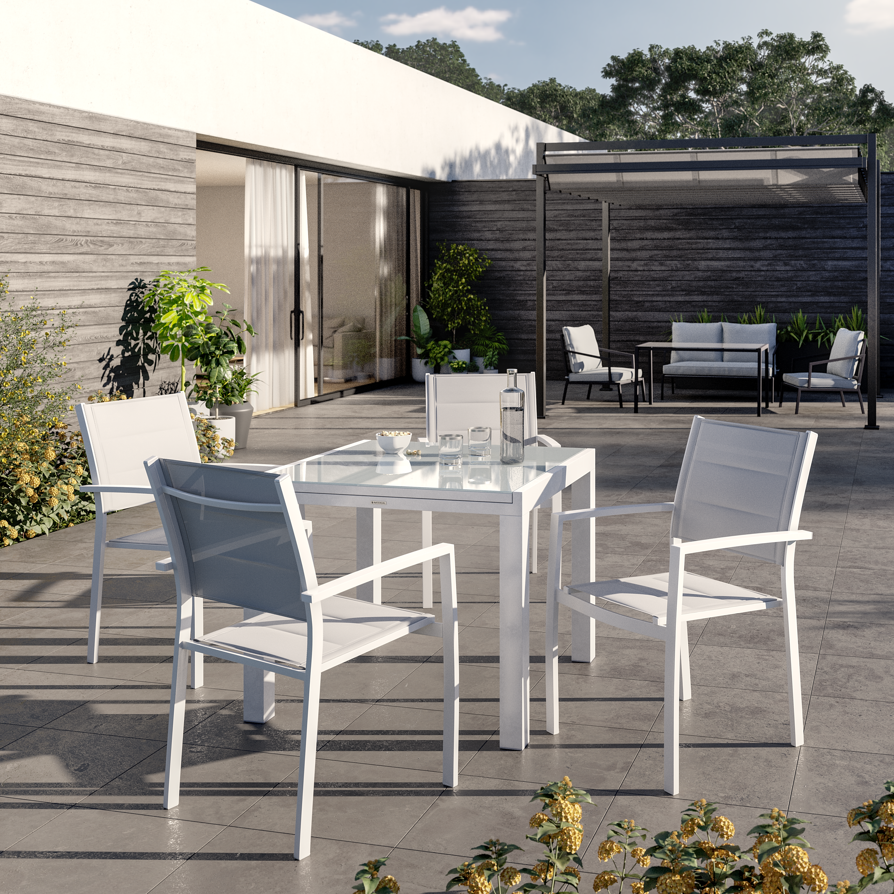 Silla de exterior de aluminio Naterial Orion Beta II con brazos blanca - 24