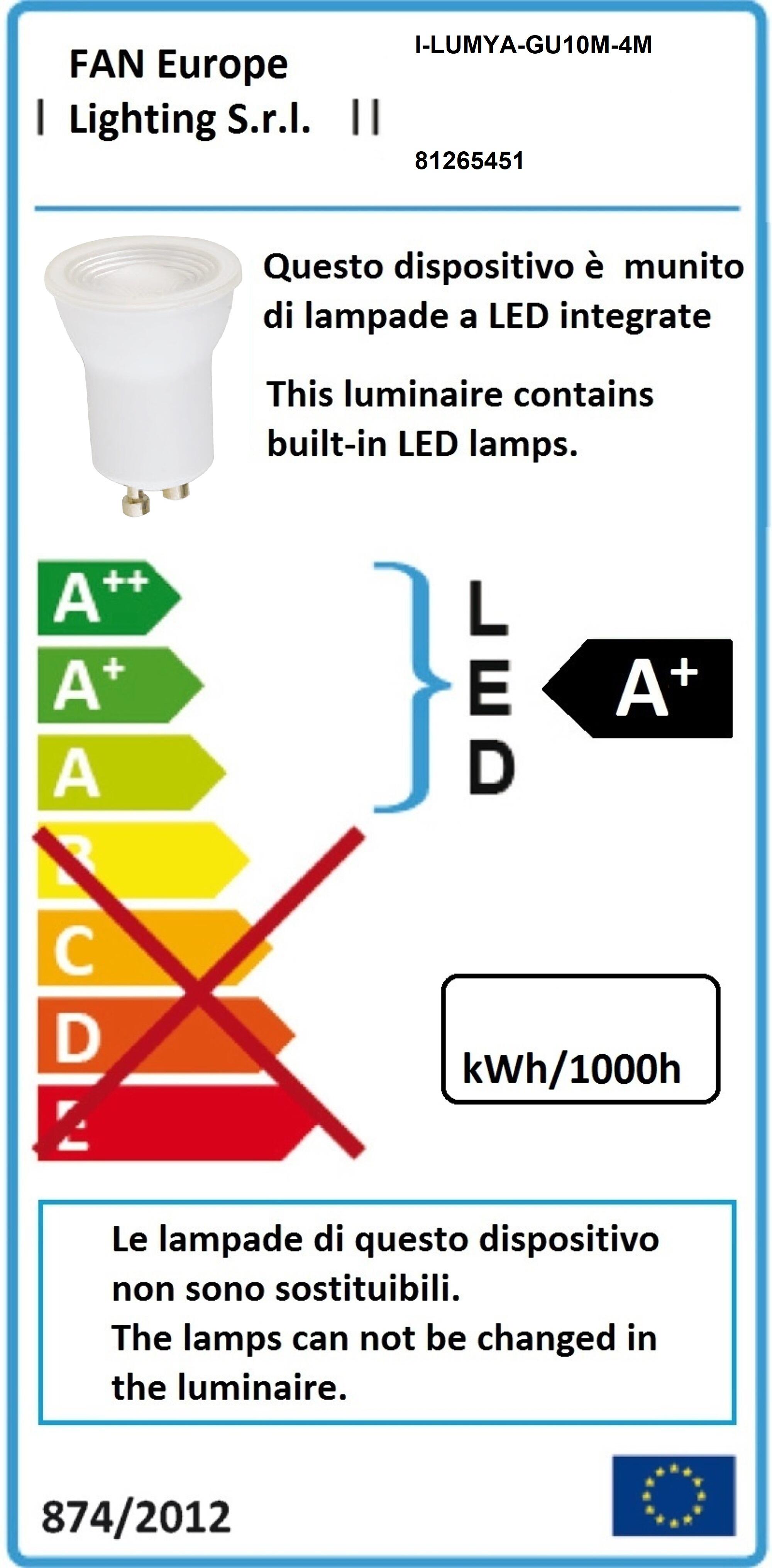 Lampadina LED, GU10 faretto, smerigliato, 4W = 280 LM, 60°, INTEC - 5