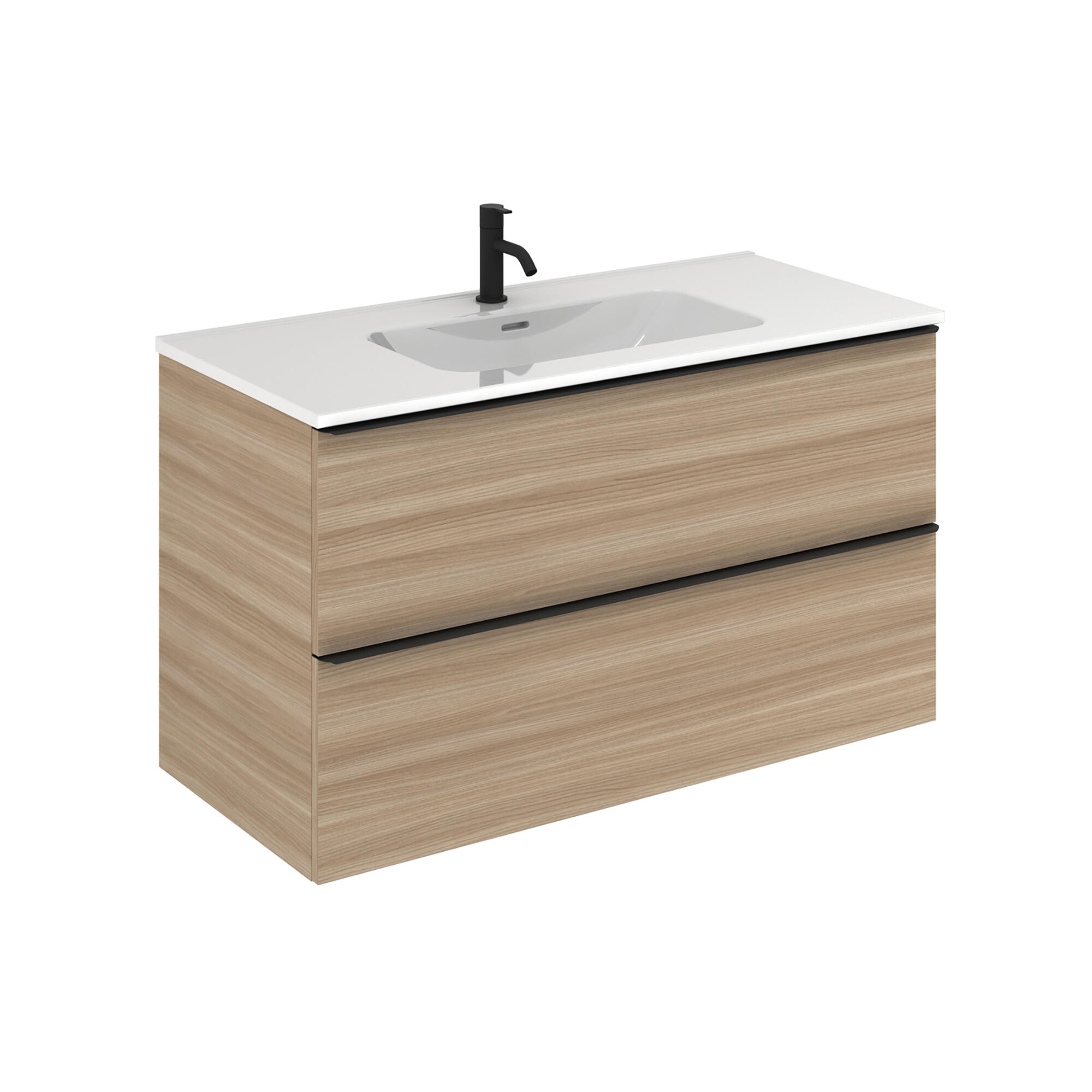 Mueble de baño komplett imitación nogal 100x45 cm