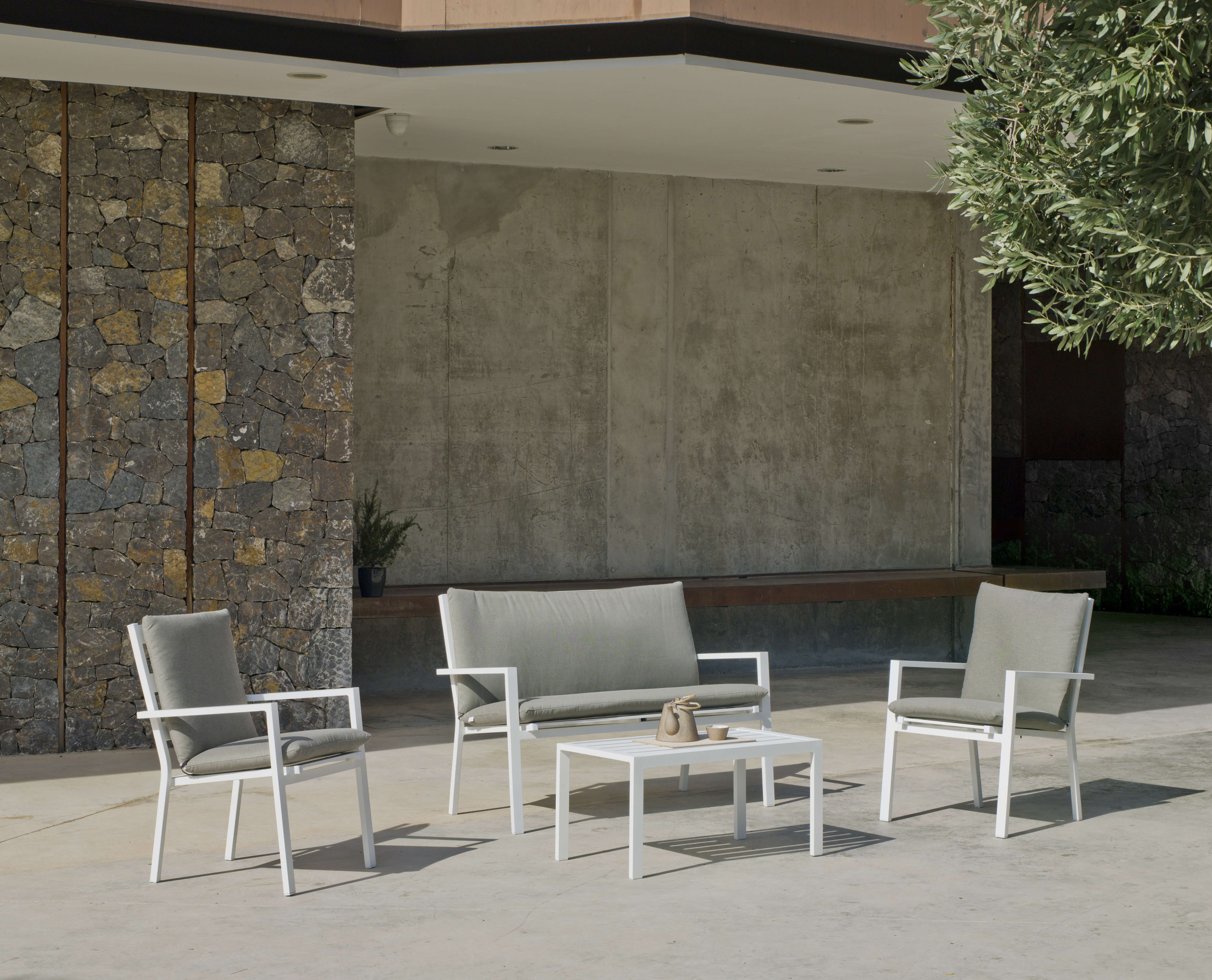 Set de jardín oporto de aluminio y 4 plazas