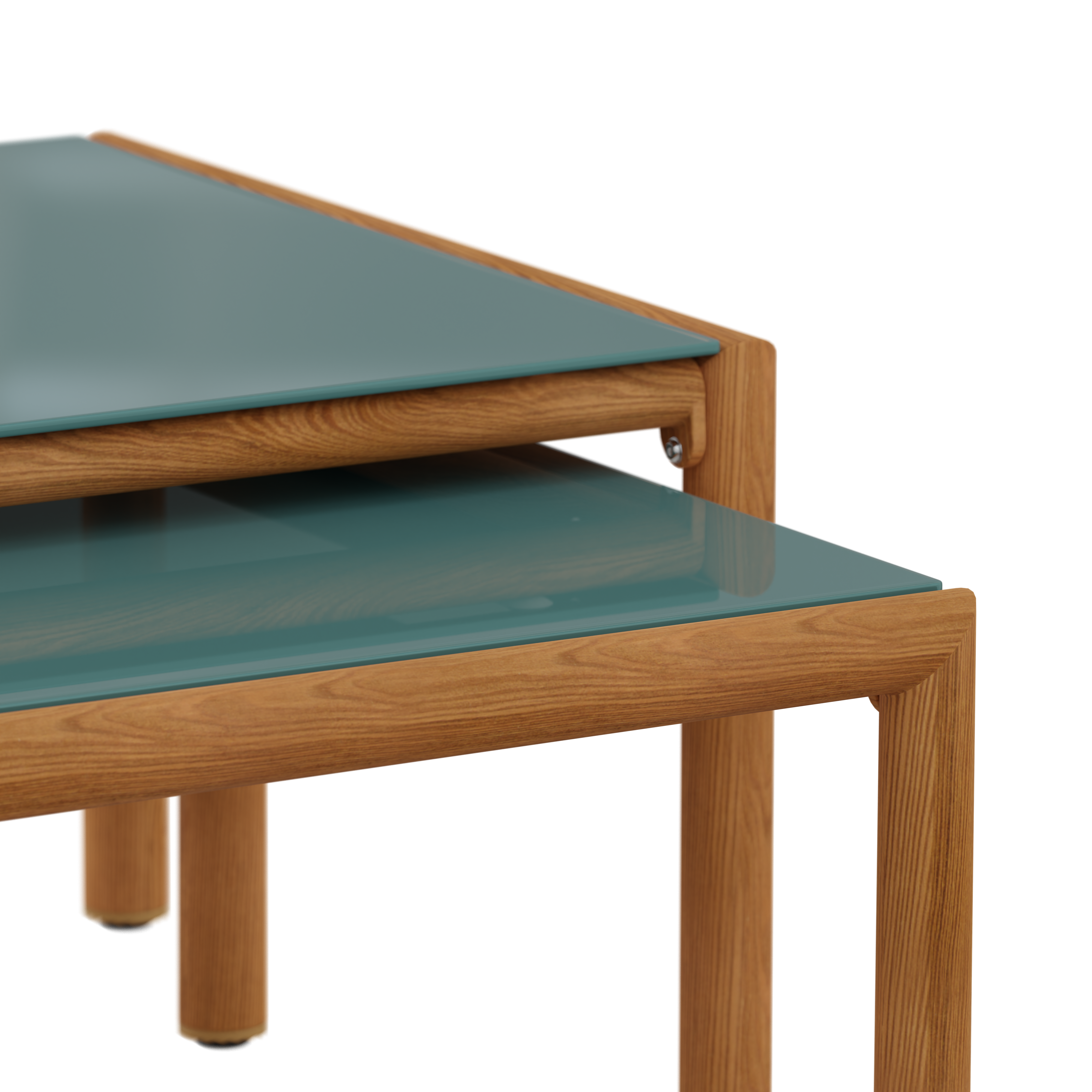 Set de 2 mesas auxiliares de aluminio kobe verde de 75x42x70 cm