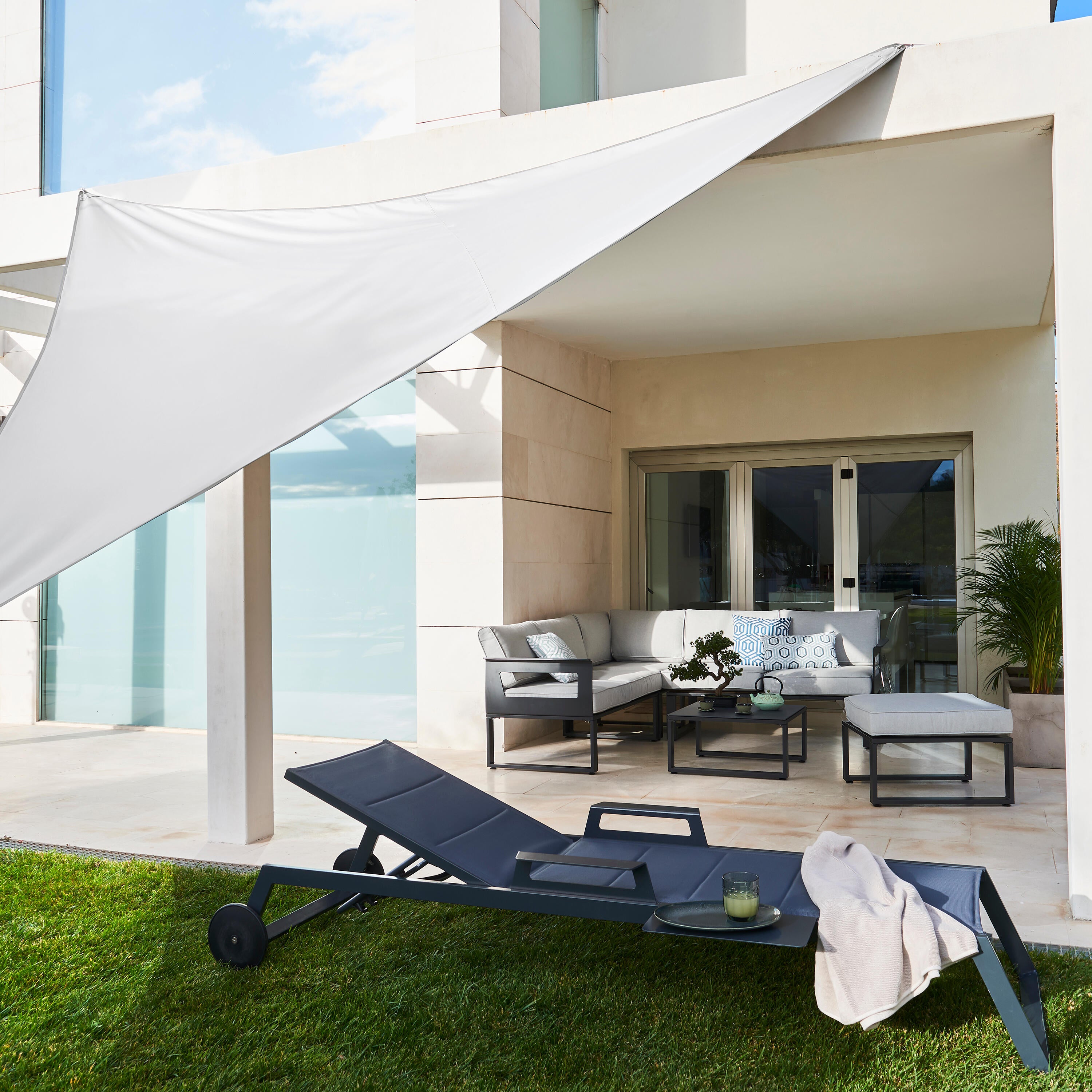 Vela ombreggiante triangolare bianco 360 x 360 cm - 4