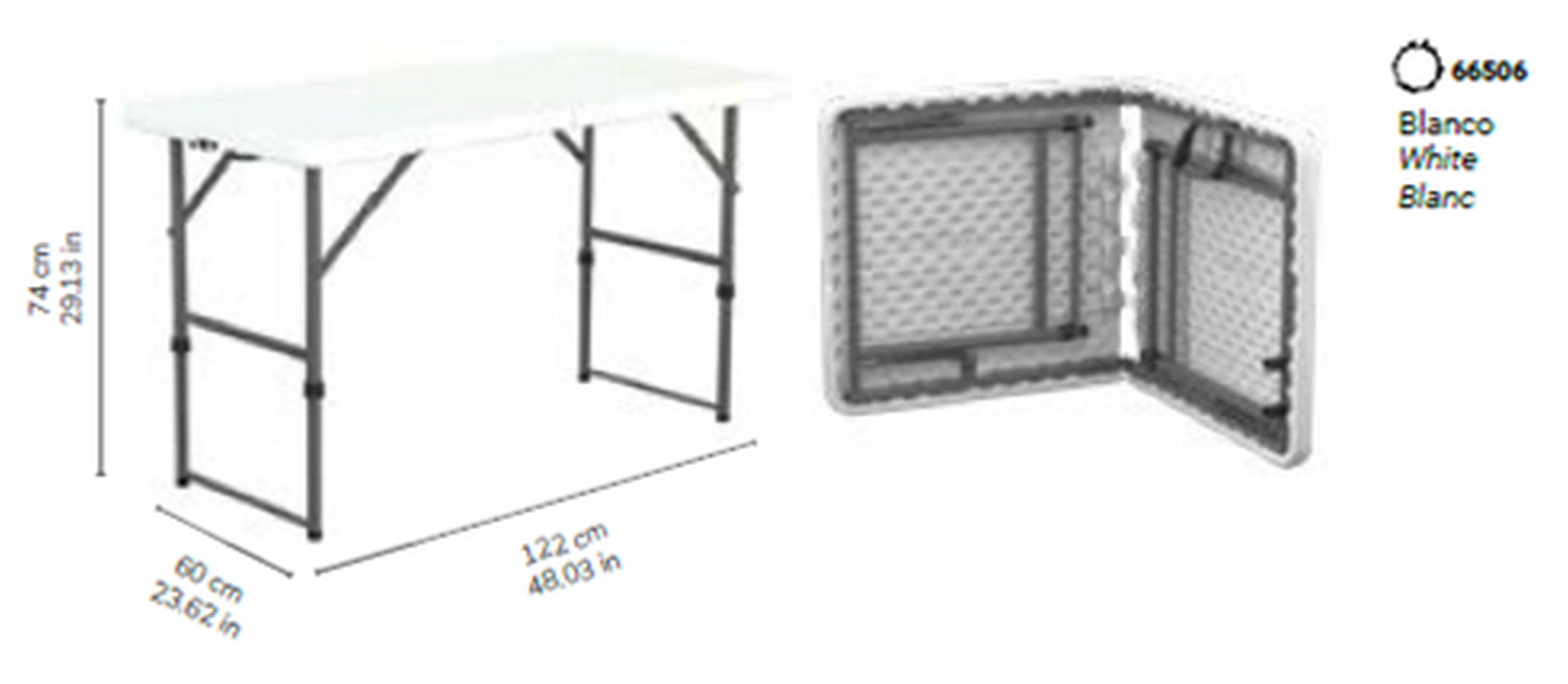 Mesa de picnic de acero Catering Easy blanco de 122x74x60cm - 2