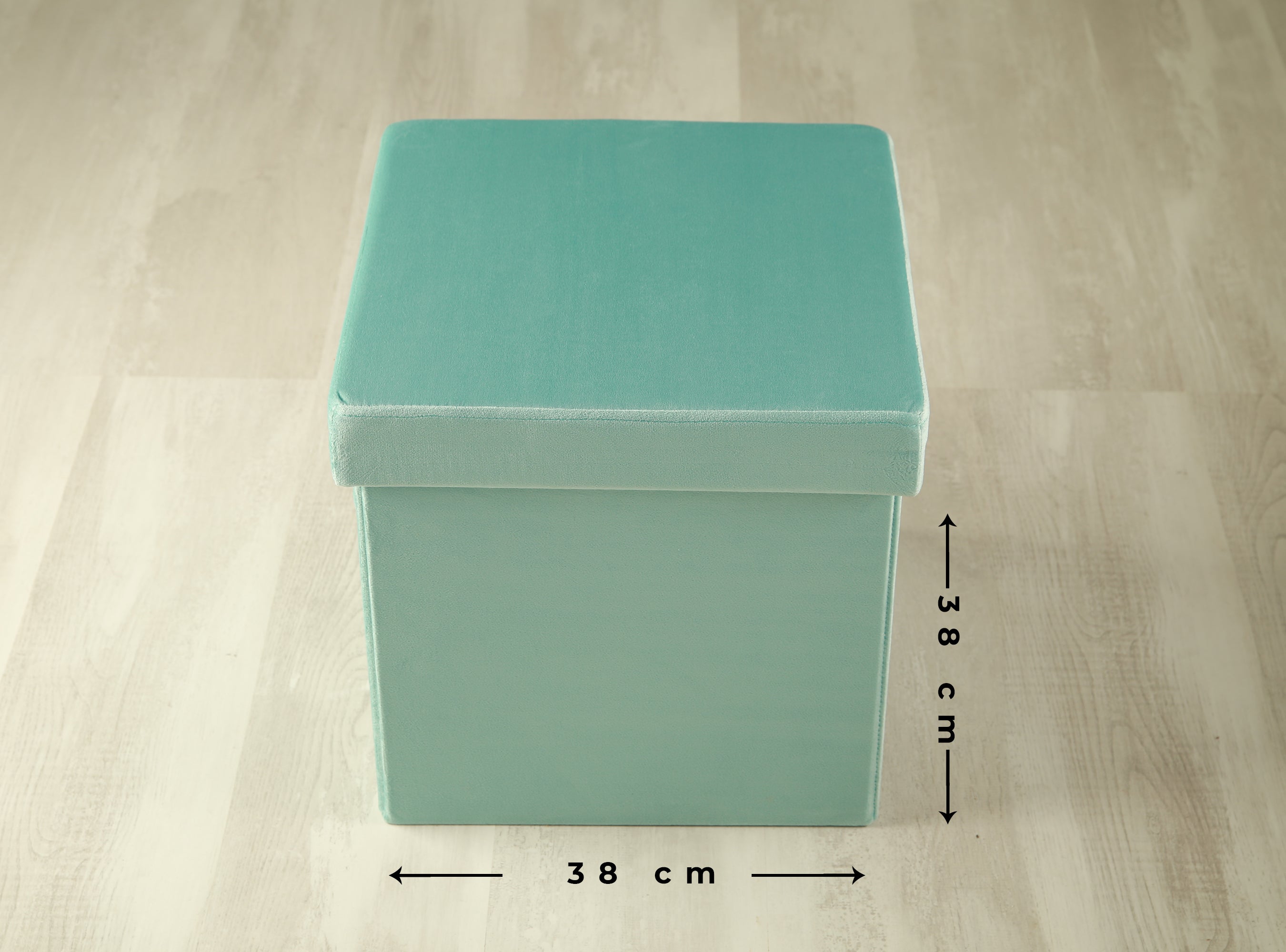 Puff decorativo poliéster cuadrado Terciopelo agua 38x38x38cm - 2