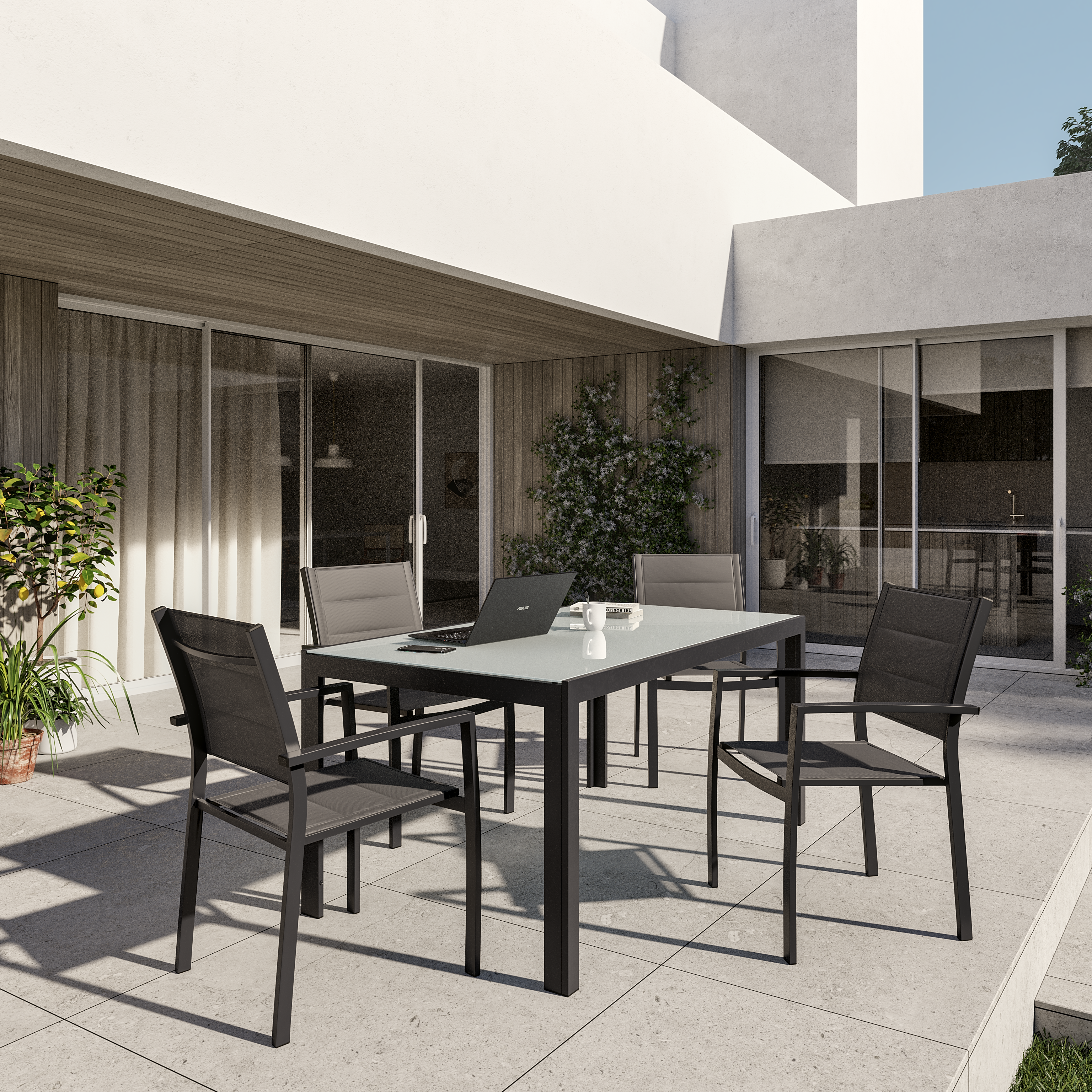 Mesa de alumínio NATERIAL LYRA II FIX 160X90CM ANTRACITE - 15