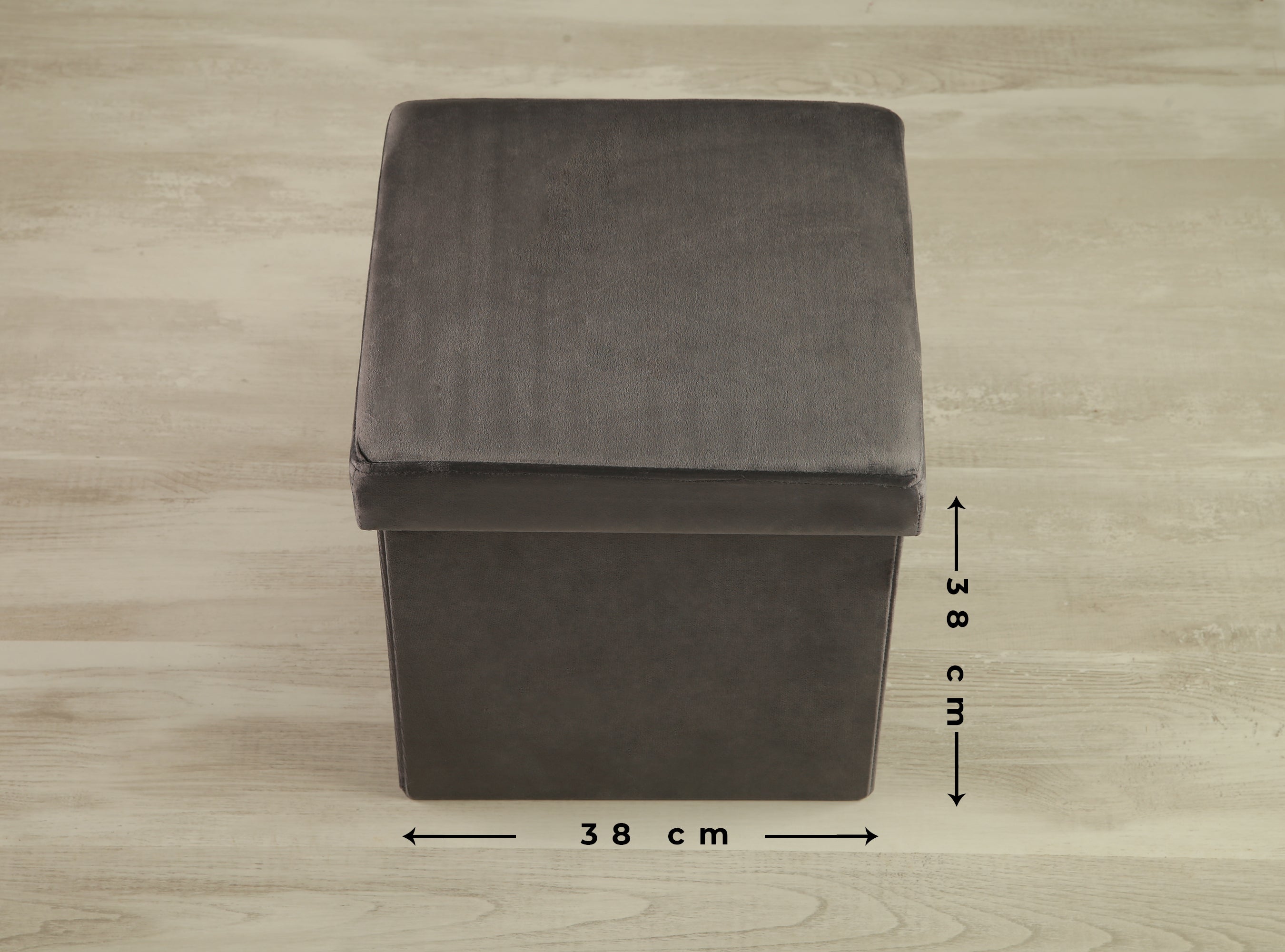 Puff decorativo poliéster cuadrado Terciopelo antracita 38x38x38cm - 2