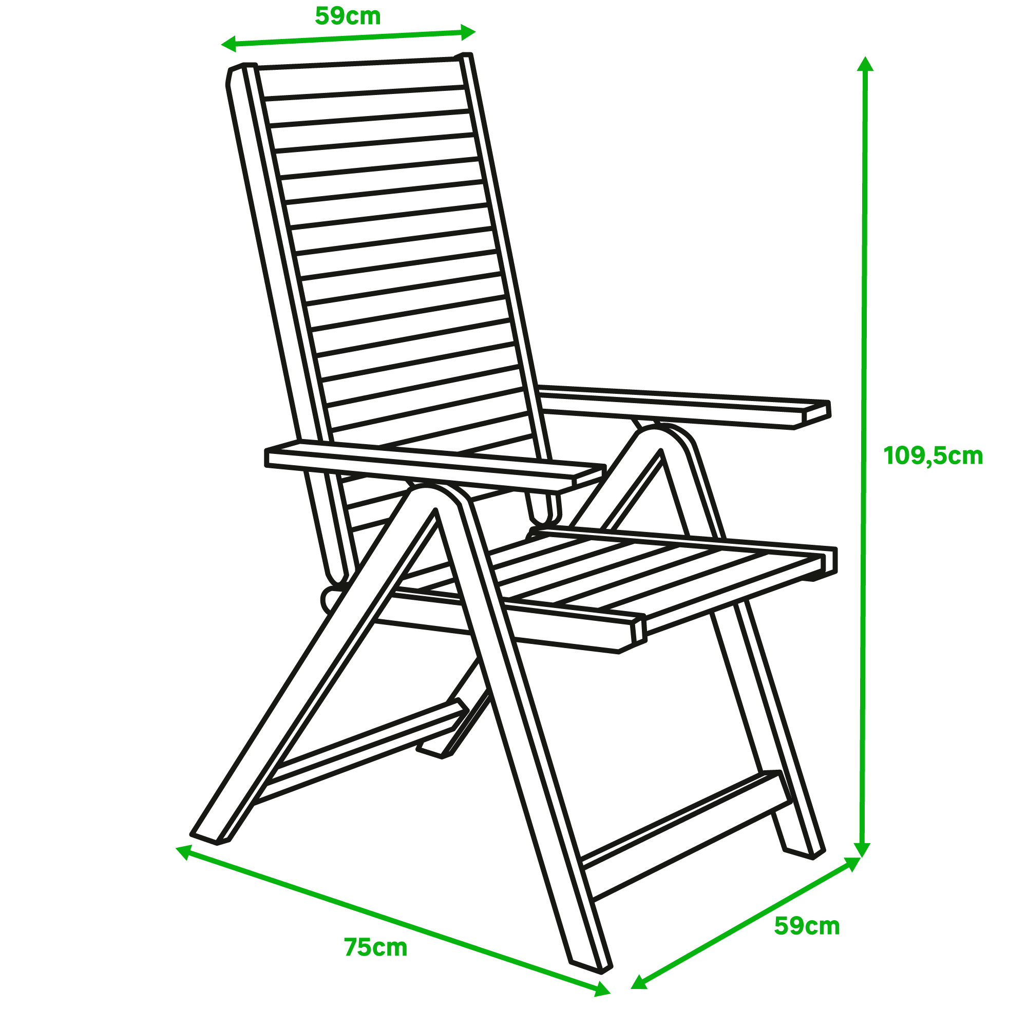 Sedia da giardino in acacia con braccioli pieghevole Solaris NATERIAL, seduta in acacia beige - 19